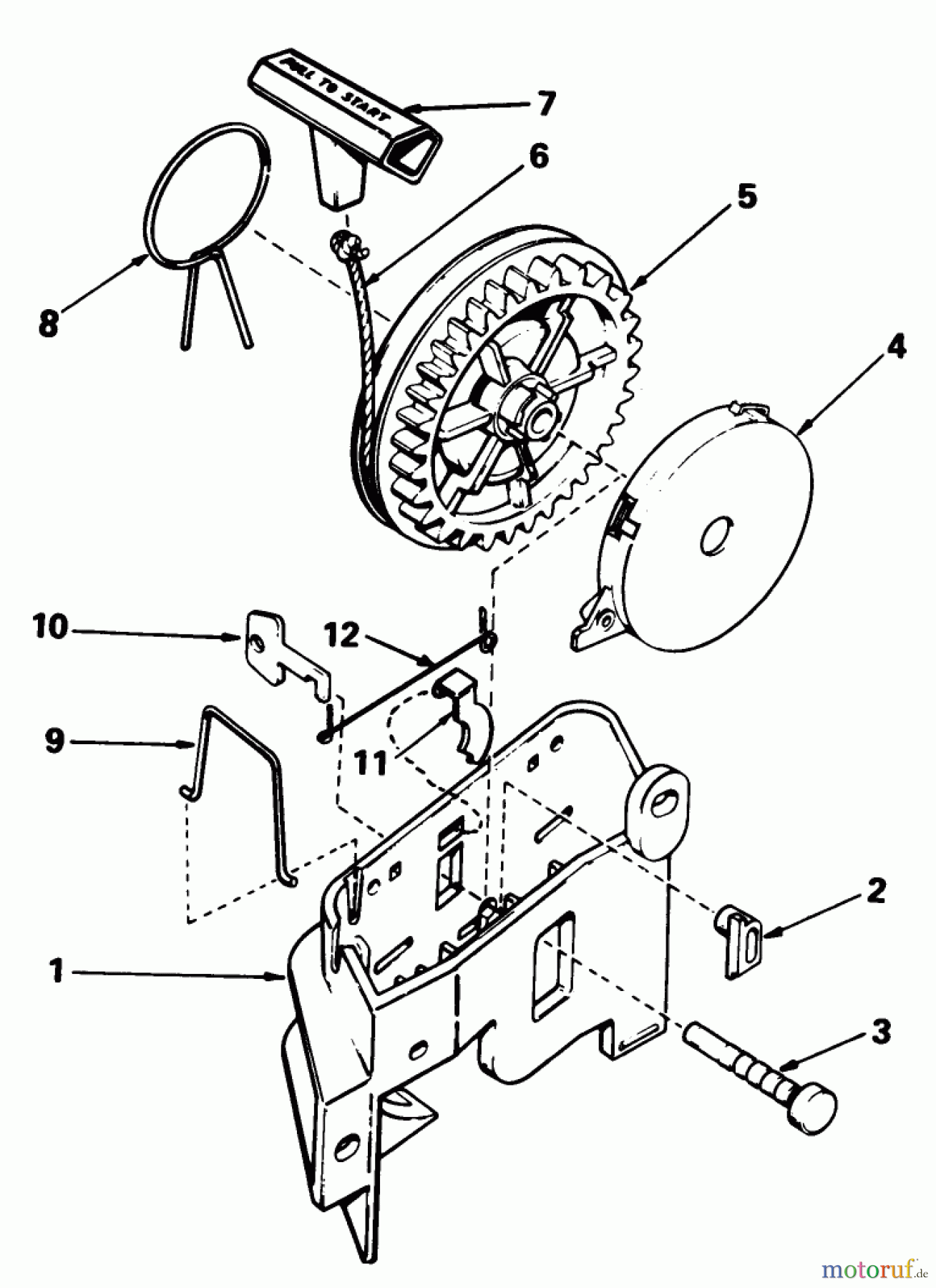 Toro Neu Mowers, Walk-Behind Seite 1 20570 - Toro Lawnmower, 1983 (3000001-3999999) STARTER ASSEMBLY NO. 590532
