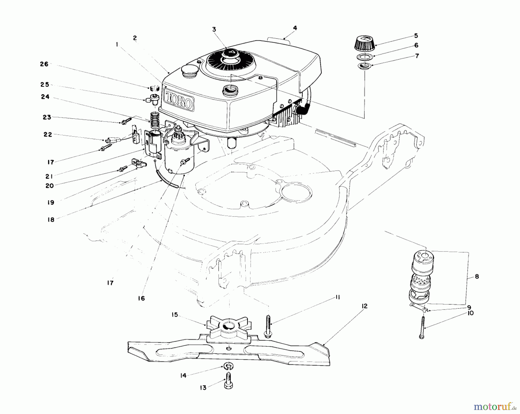 Toro Neu Mowers, Walk-Behind Seite 1 20574 - Toro Lawnmower, 1984 (4000001-4999999) ENGINE ASSEMBLY