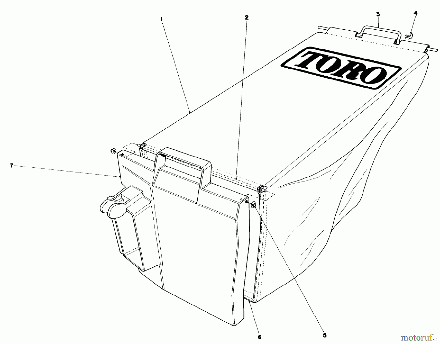 Toro Neu Mowers, Walk-Behind Seite 1 20574 - Toro Lawnmower, 1984 (4000001-4999999) GRASS BAG ASSEMBLY NO. 11-4949