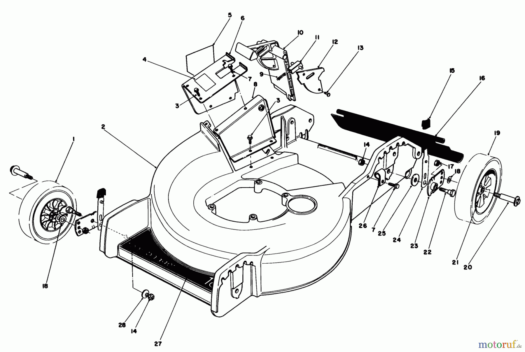 Toro Neu Mowers, Walk-Behind Seite 1 20574 - Toro Lawnmower, 1986 (6000001-6999999) HOUSING ASSEMBLY