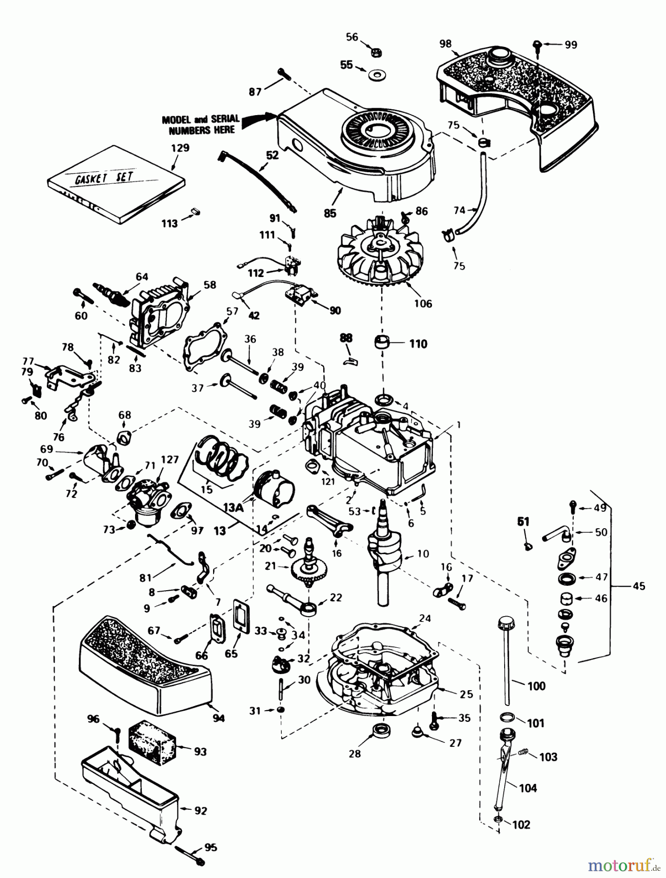 Toro Neu Mowers, Walk-Behind Seite 1 20574 - Toro Lawnmower, 1988 (8000001-8999999) ENGINE TECUMSEH MODEL NO. TNT 100-10097F