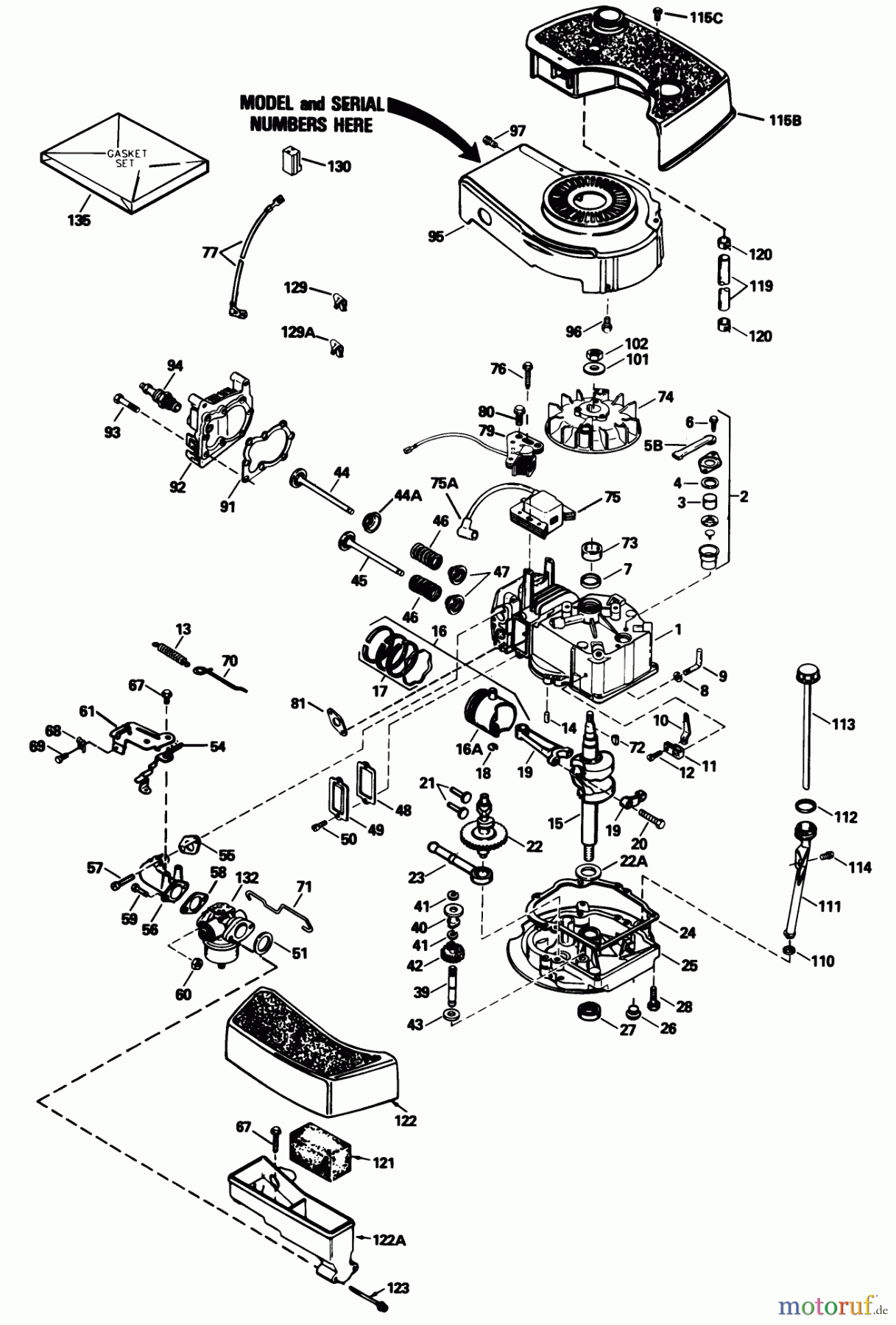 Toro Neu Mowers, Walk-Behind Seite 1 20574 - Toro Lawnmower, 1989 (9000001-9999999) ENGINE MODEL NO. TNT 100-10104F