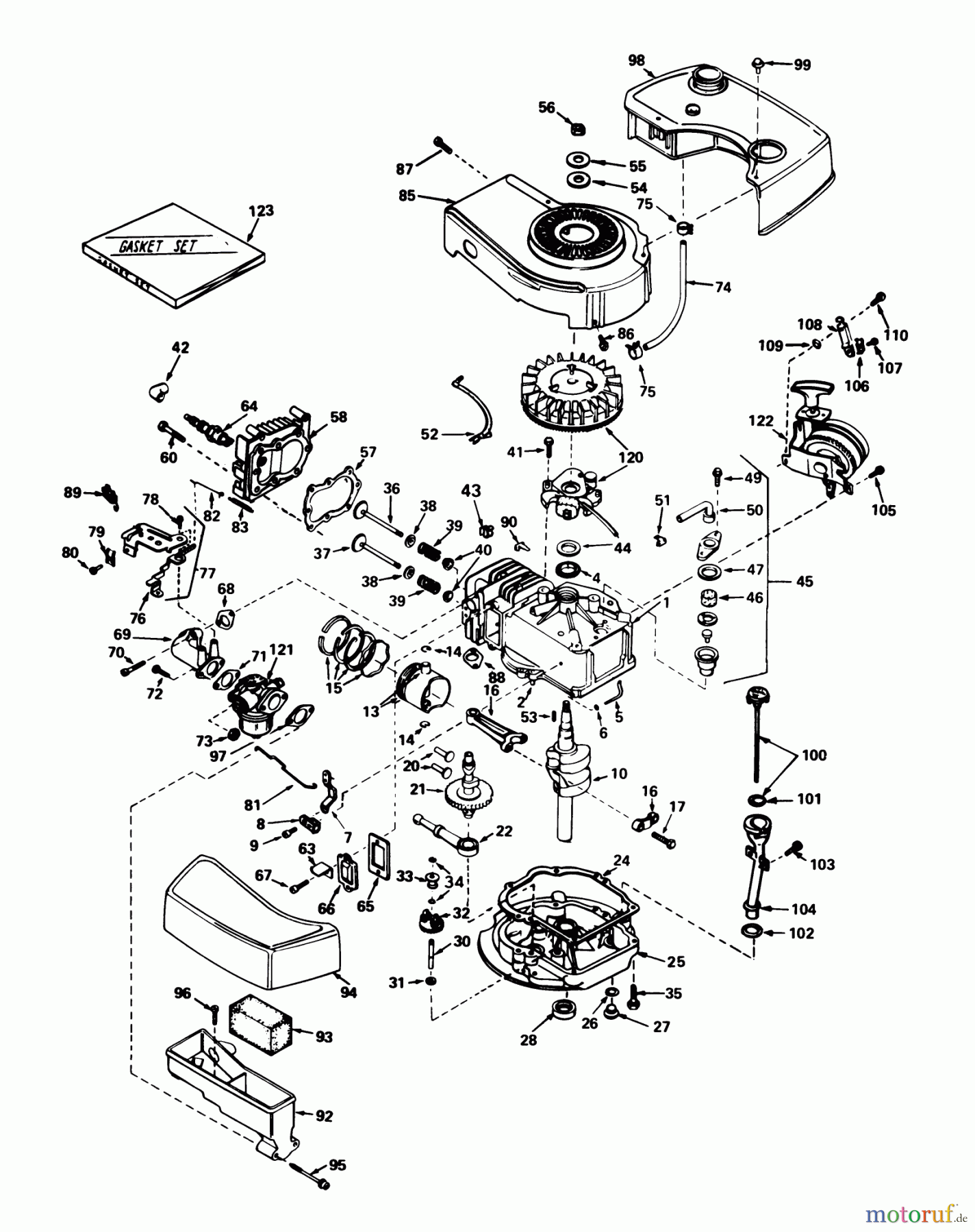 Toro Neu Mowers, Walk-Behind Seite 1 20575 - Toro Lawnmower, 1978 (8007501-8999999) ENGINE TECUMSEH MODEL TNT 100-10049B