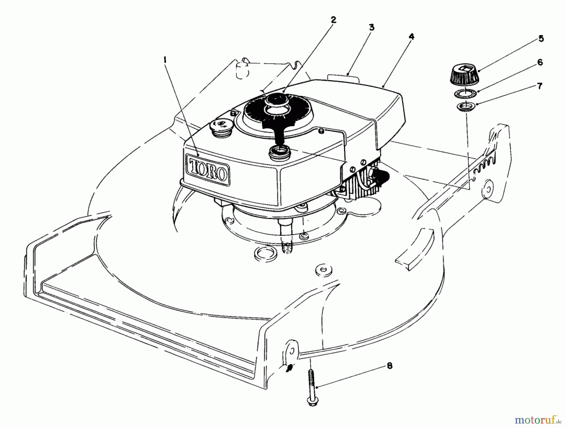 Toro Neu Mowers, Walk-Behind Seite 1 20576 - Toro Lawnmower, 1983 (3000001-3999999) ENGINE ASSEMBLY