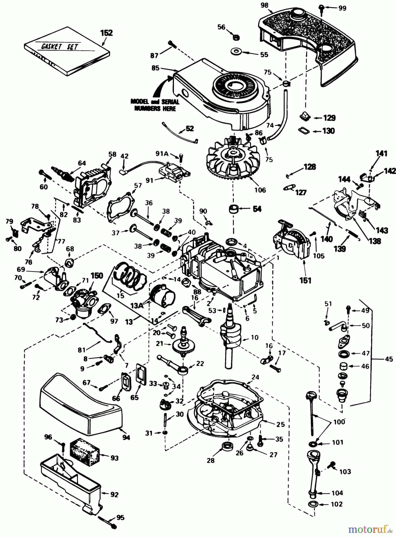 Toro Neu Mowers, Walk-Behind Seite 1 20577 - Toro Lawnmower, 1985 (5000001-5999999) ENGINE TECUMSEH MODEL TNT100-10085E