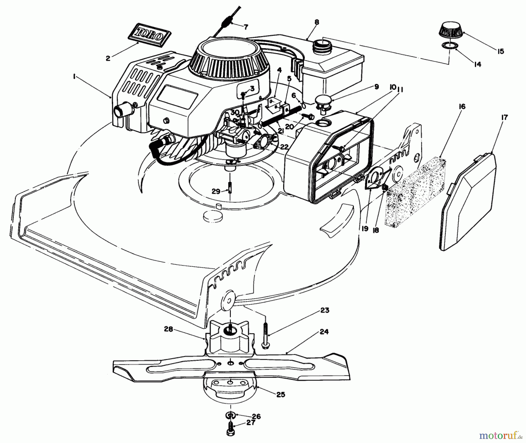 Toro Neu Mowers, Walk-Behind Seite 1 20581 - Toro Lawnmower, 1983 (3000001-3999999) ENGINE ASSEMBLY