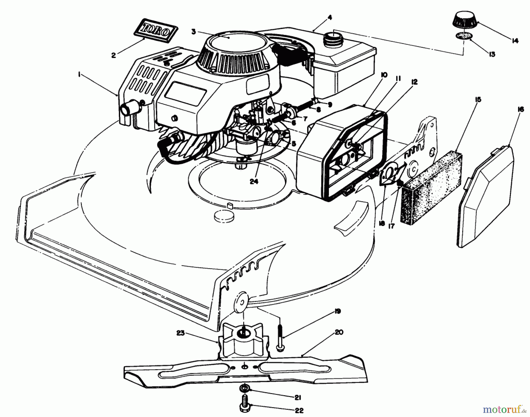 Toro Neu Mowers, Walk-Behind Seite 1 20582C - Toro Lawnmower, 1986 (6000001-6999999) ENGINE ASSEMBLY
