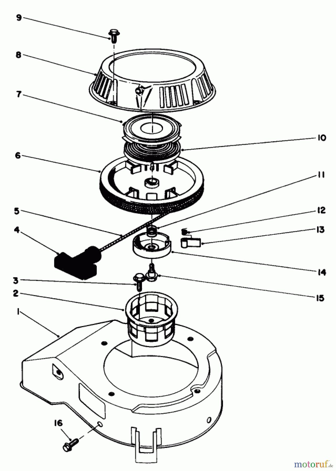 Toro Neu Mowers, Walk-Behind Seite 1 20582C - Toro Lawnmower, 1986 (6000001-6999999) RECOIL ASSEMBLY
