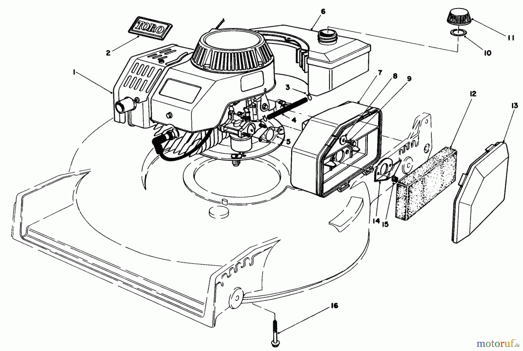 Toro Neu Mowers, Walk-Behind Seite 1 20584 - Toro Lawnmower, 1985 (5000001-4999999) ENGINE ASSEMBLY