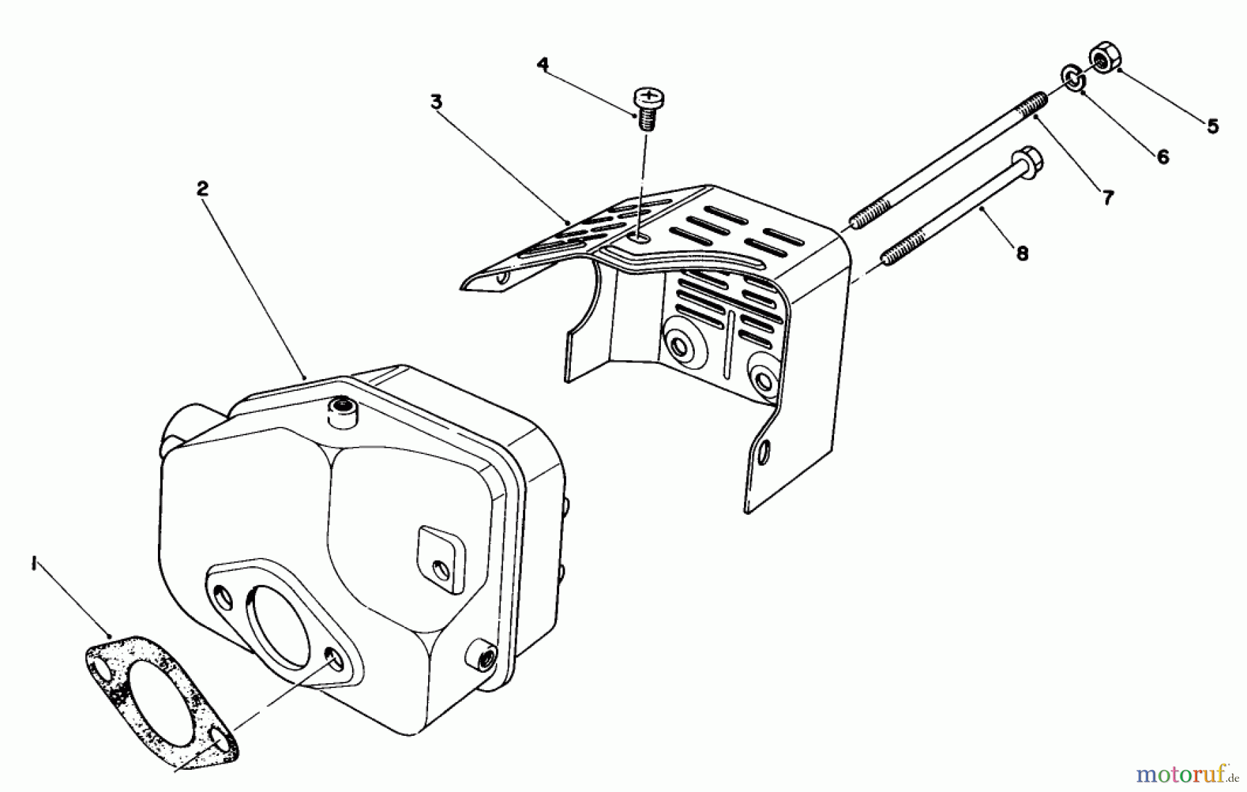 Toro Neu Mowers, Walk-Behind Seite 1 20584 - Toro Lawnmower, 1985 (5000001-4999999) MUFFLER ASSEMBLY
