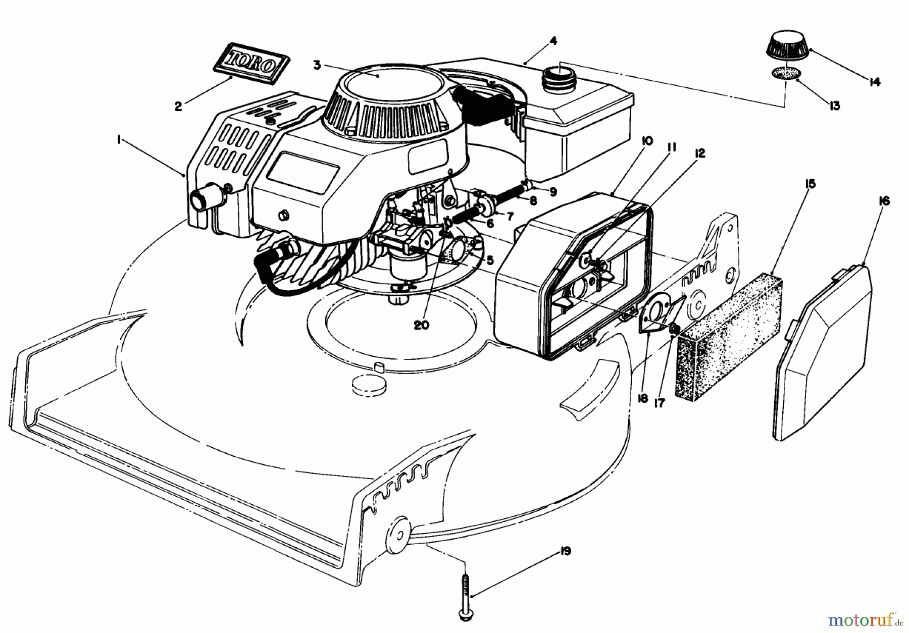 Toro Neu Mowers, Walk-Behind Seite 1 20584 - Toro Lawnmower, 1986 (6000001-6999999) ENGINE ASSEMBLY