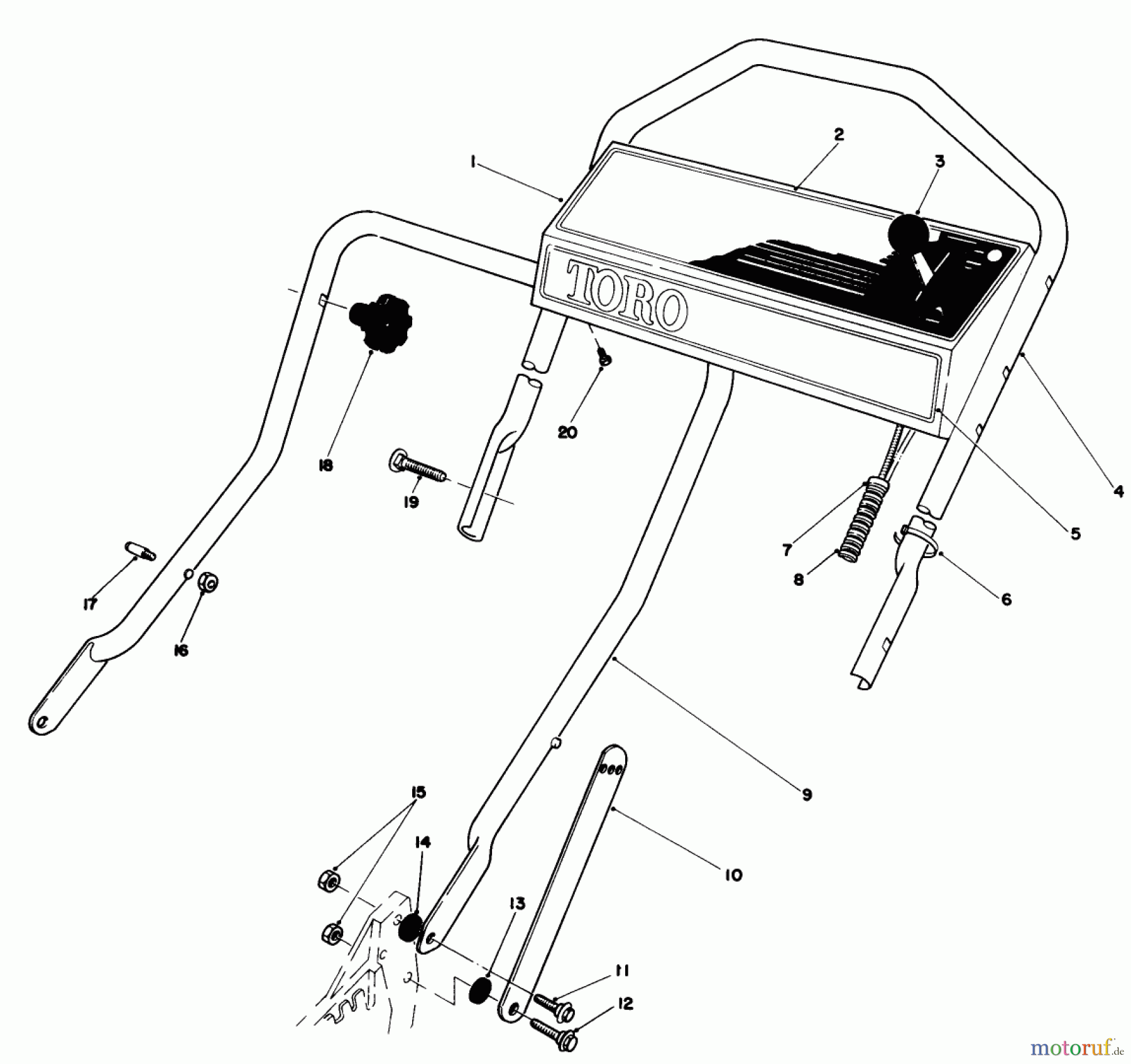 Toro Neu Mowers, Walk-Behind Seite 1 20584 - Toro Lawnmower, 1986 (6000001-6999999) HANDLE ASSEMBLY