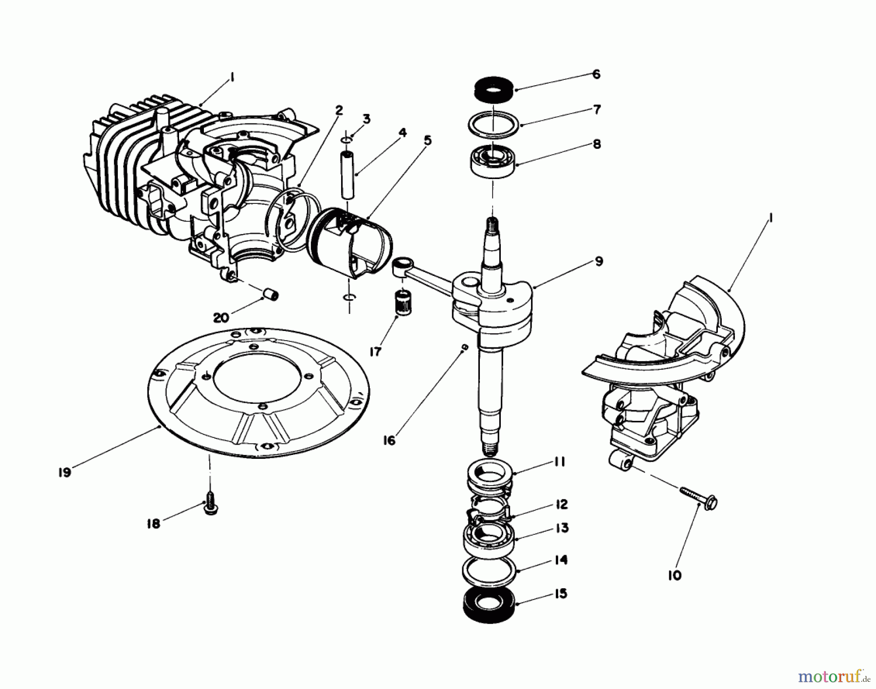 Toro Neu Mowers, Walk-Behind Seite 1 20584 - Toro Lawnmower, 1987 (7000001-7999999) CRANKSHAFT ASSEMBLY (ENGINE MODEL NO. 47PF5 & 47PG6)