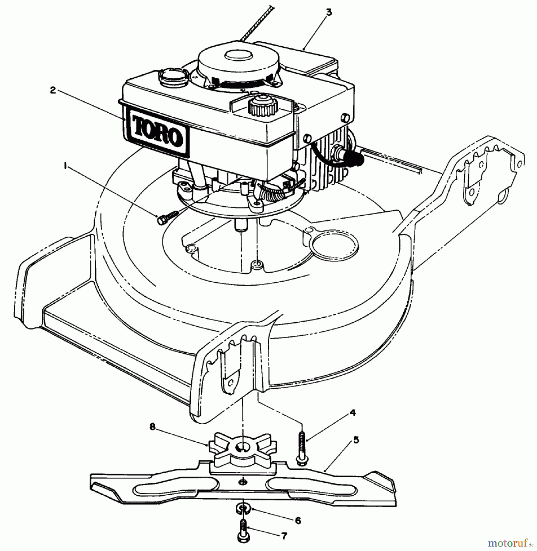 Toro Neu Mowers, Walk-Behind Seite 1 20586 - Toro Lawnmower, 1985 (5000001-5999999) ENGINE ASSEMBLY