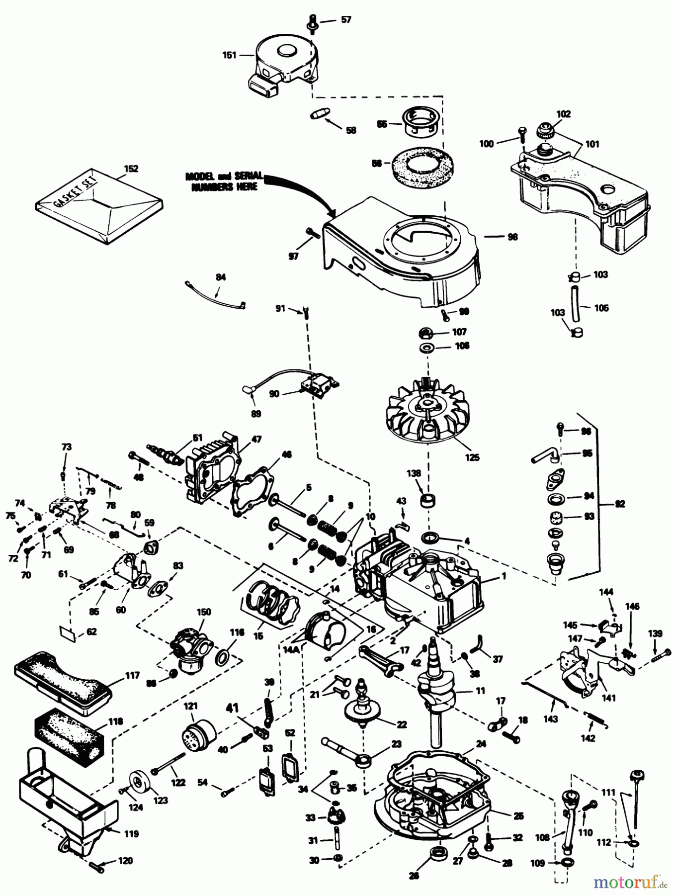 Toro Neu Mowers, Walk-Behind Seite 1 20586 - Toro Lawnmower, 1986 (6000001-6999999) ENGINE TECUMSEH MODEL TVS90-43228D (USED ON UNITS WITH SERIAL NO. 6000101-6000958)