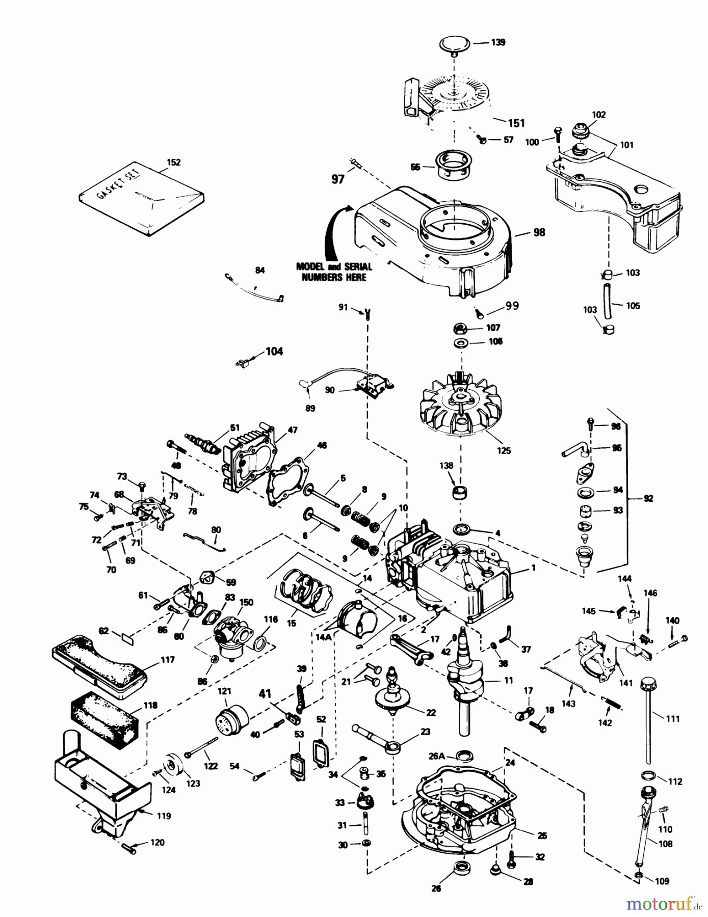 Toro Neu Mowers, Walk-Behind Seite 1 20586 - Toro Lawnmower, 1988 (8000001-8999999) ENGINE TECUMSEH MODEL TVS100-44012B