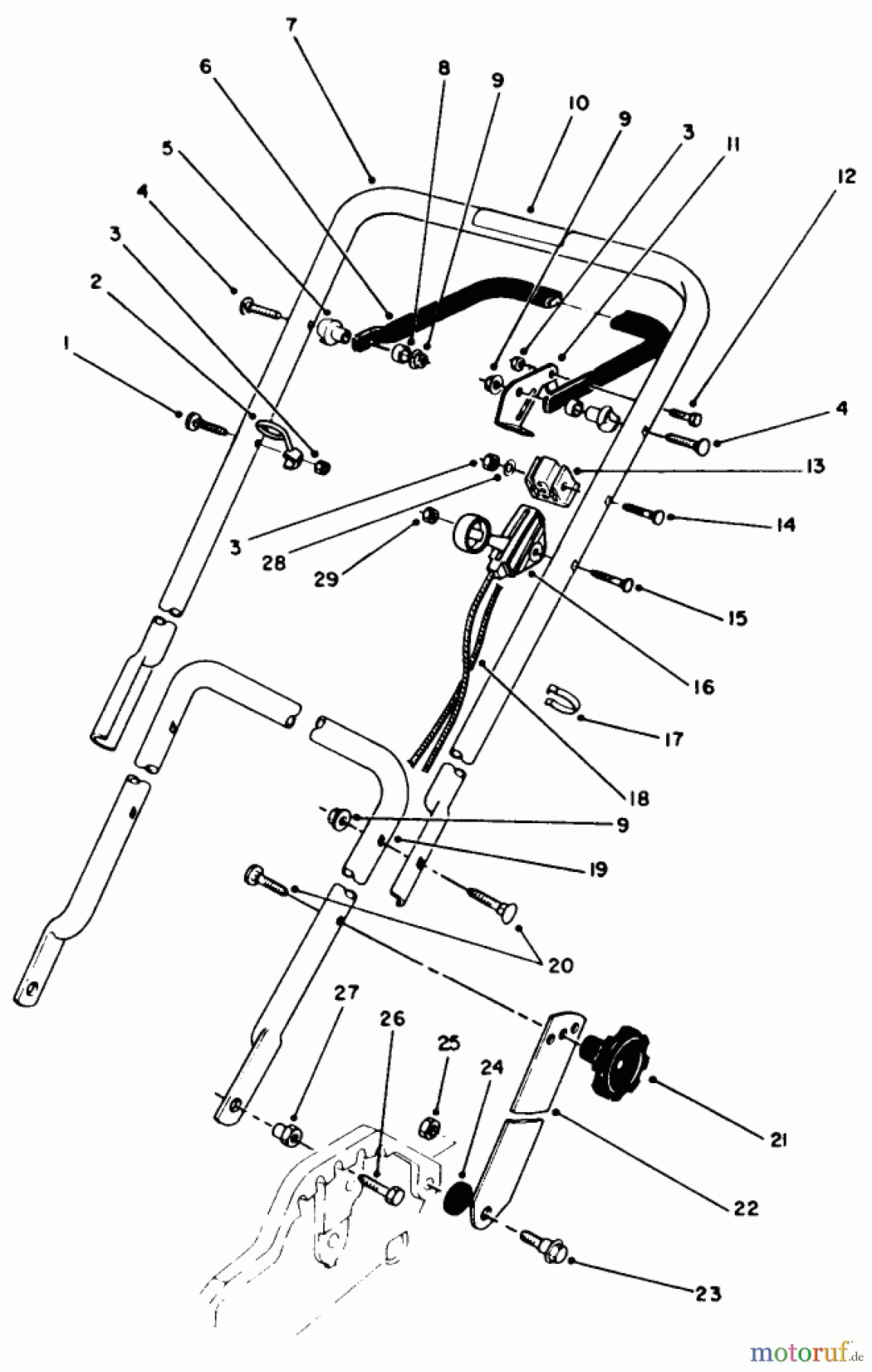 Toro Neu Mowers, Walk-Behind Seite 1 20586 - Toro Lawnmower, 1989 (9000001-9999999) HANDLE & THROTTLE CONTROL ASSEMBLY