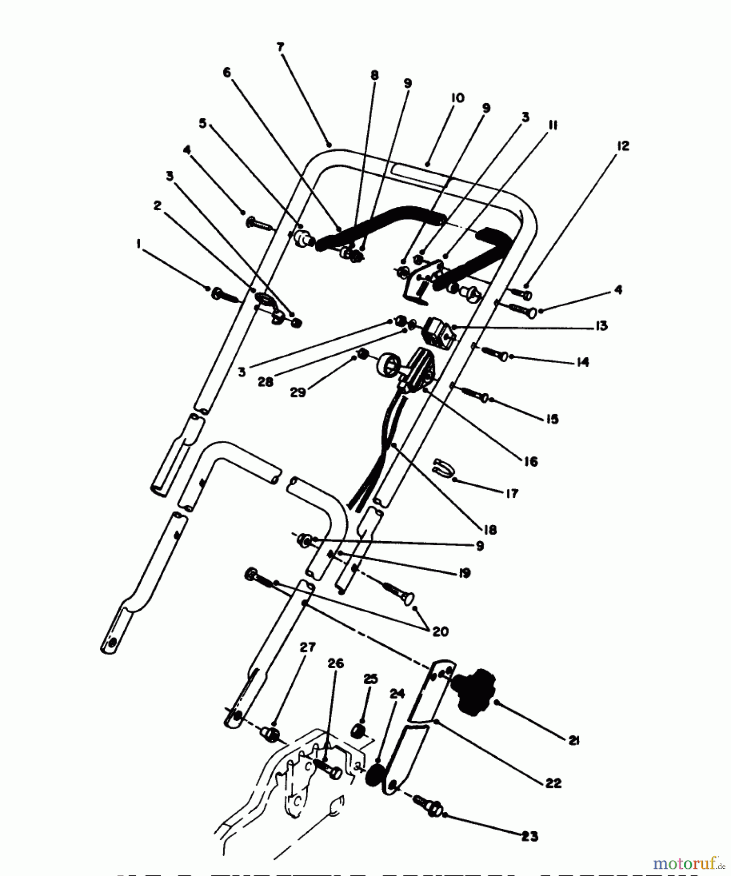 Toro Neu Mowers, Walk-Behind Seite 1 20586C - Toro Lawnmower, 1989 (9000001-9999999) HANDLE & THROTTLE CONTROL ASSEMBLY