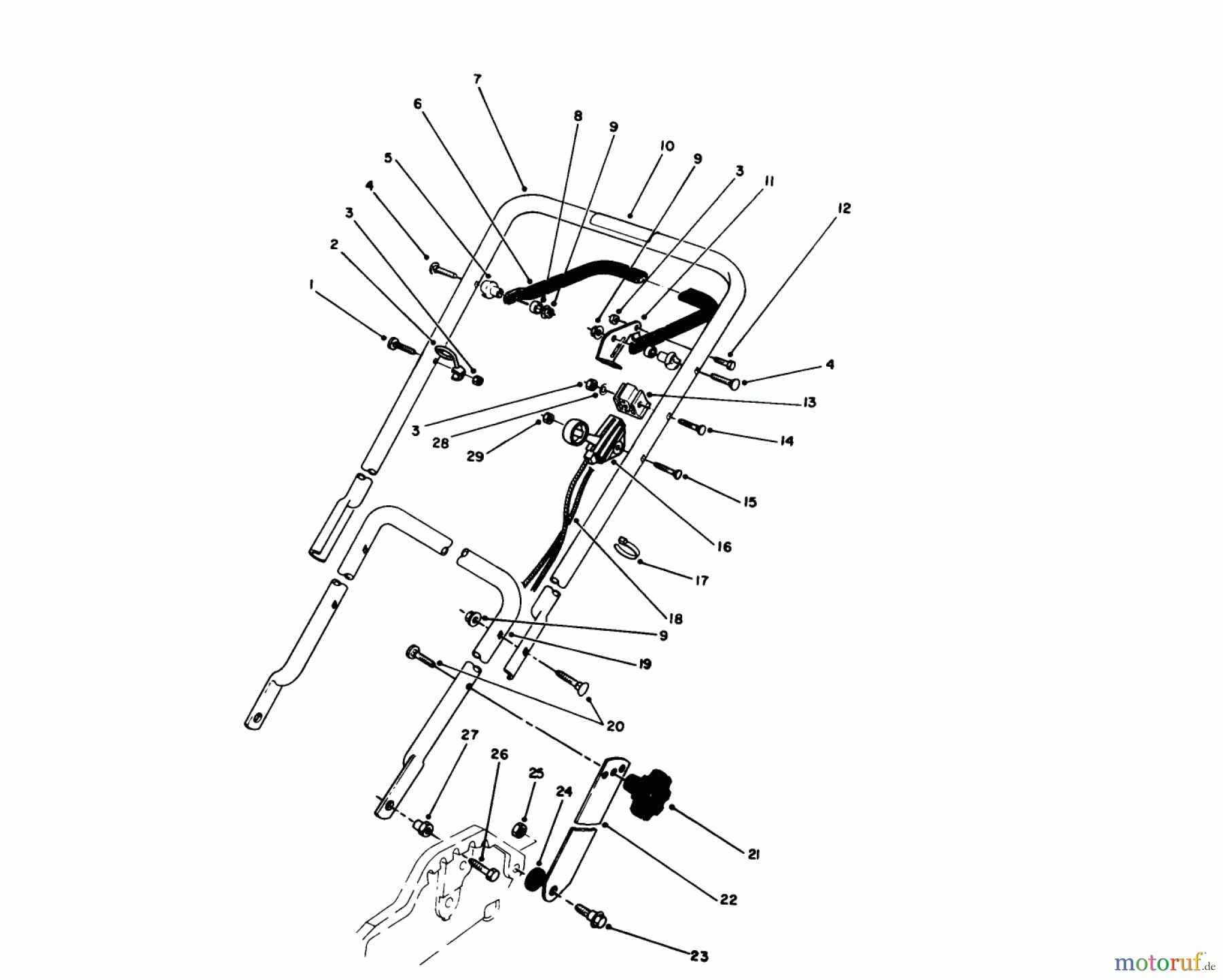 Toro Neu Mowers, Walk-Behind Seite 1 20587 - Toro Lawnmower, 1990 (0000001-0999999) HANDLE & THROTTLE CONTROL ASSEMBLY