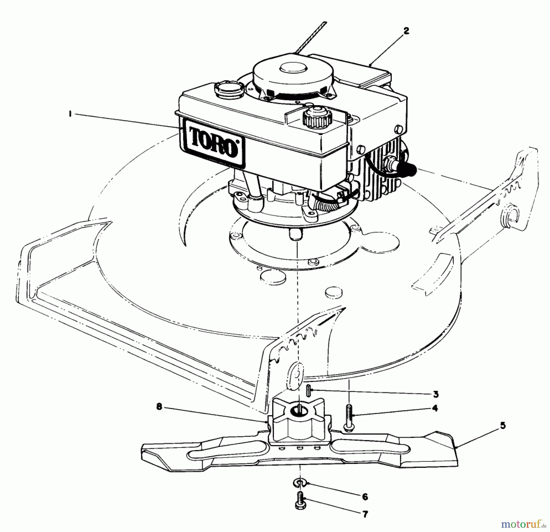 Toro Neu Mowers, Walk-Behind Seite 1 20588 - Toro Lawnmower, 1985 (5000001-5999999) ENGINE ASSEMBLY