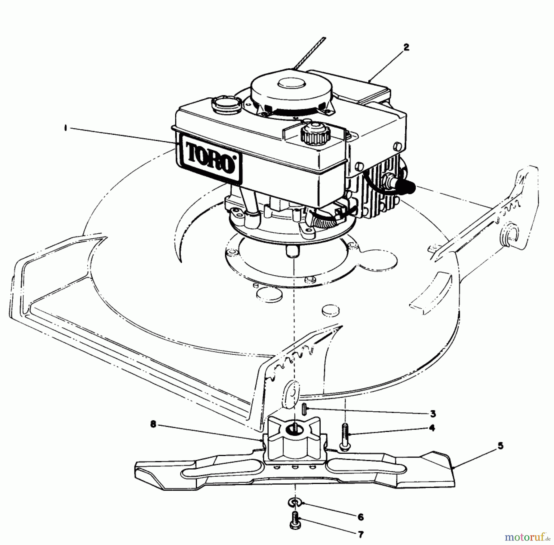Toro Neu Mowers, Walk-Behind Seite 1 20588 - Toro Lawnmower, 1986 (6000001-6999999) ENGINE ASSEMBLY