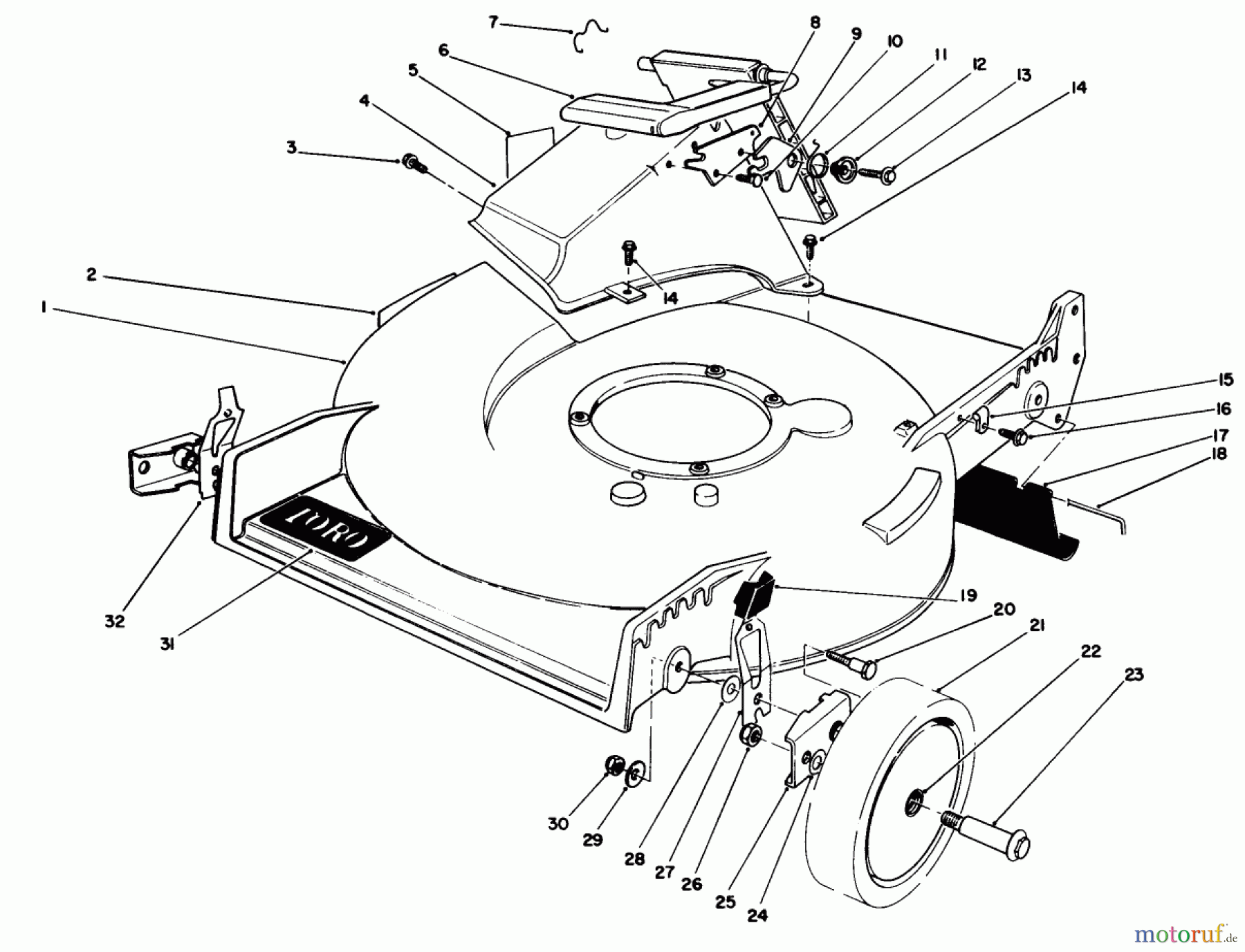 Toro Neu Mowers, Walk-Behind Seite 1 20588C - Toro Lawnmower, 1989 (9000001-9999999) HOUSING ASSEMBLY