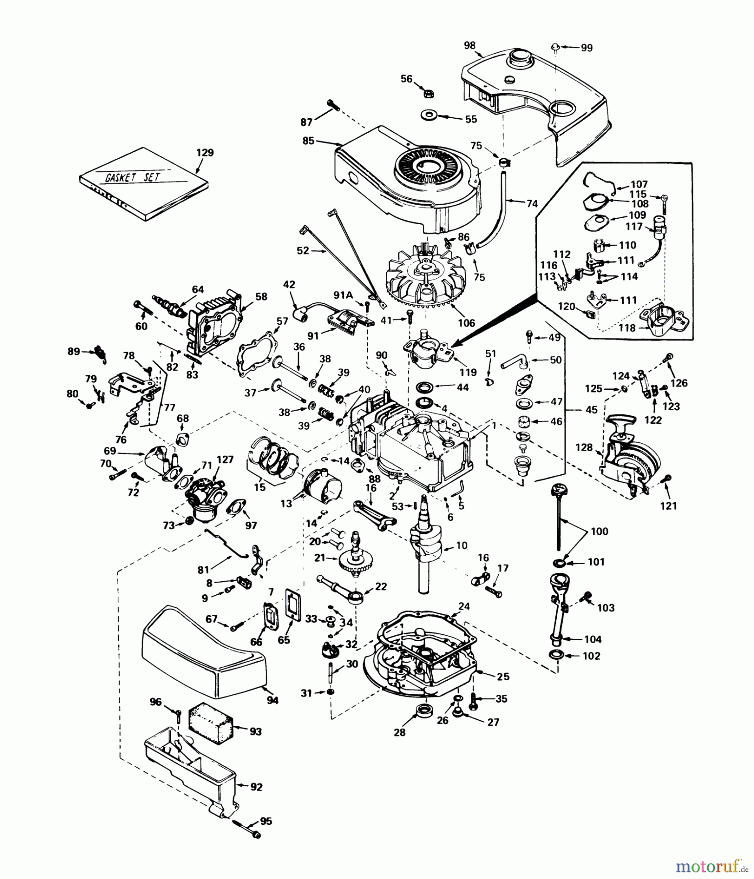 Toro Neu Mowers, Walk-Behind Seite 1 20610 - Toro Lawnmower, 1979 (9000001-9999999) ENGINE TECUMSEH MODEL NO. TNT 100-10063C