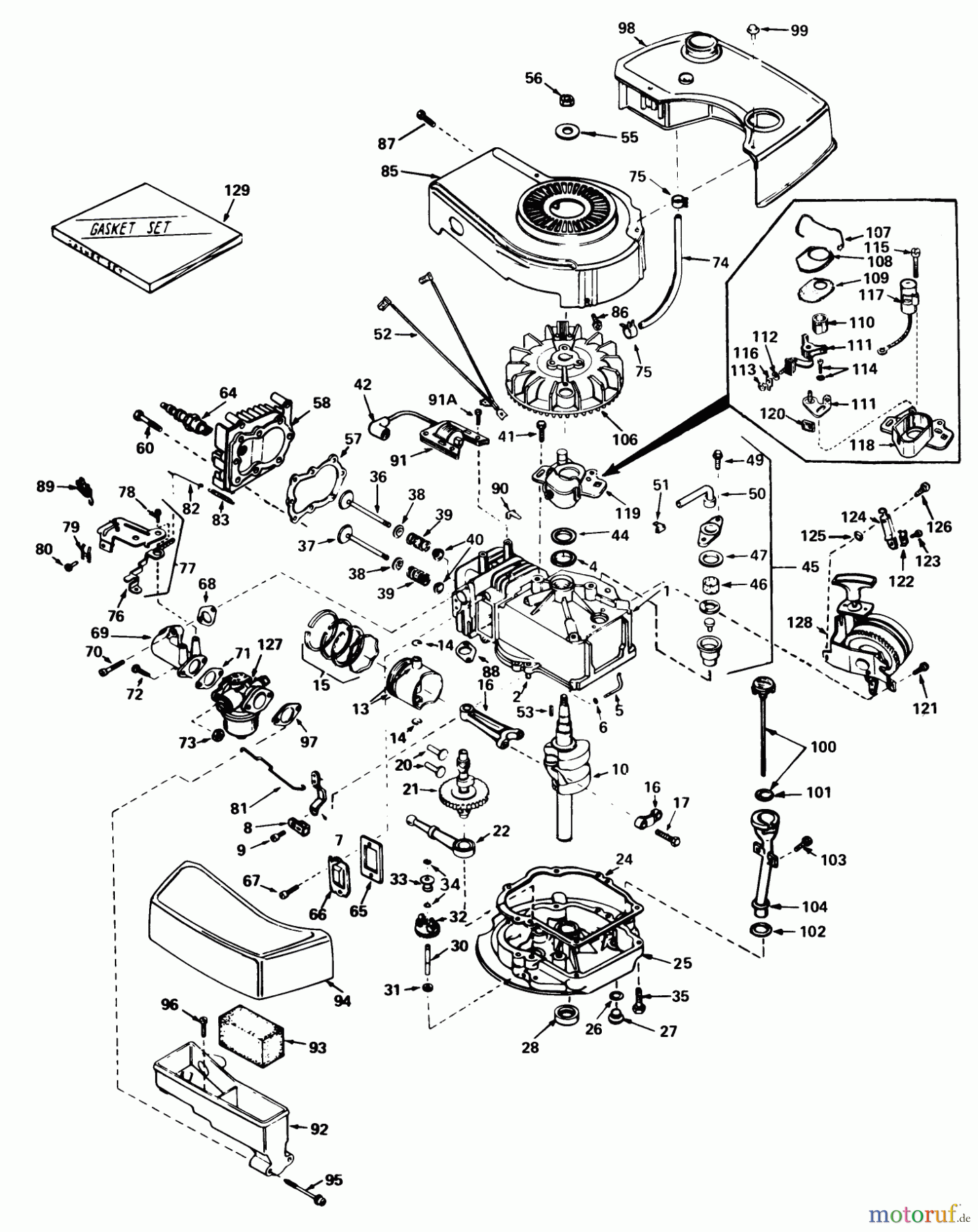 Toro Neu Mowers, Walk-Behind Seite 1 20610 - Toro Lawnmower, 1980 (0000001-0999999) ENGINE TECUMSEH MODEL NO. TNT 100-10063C