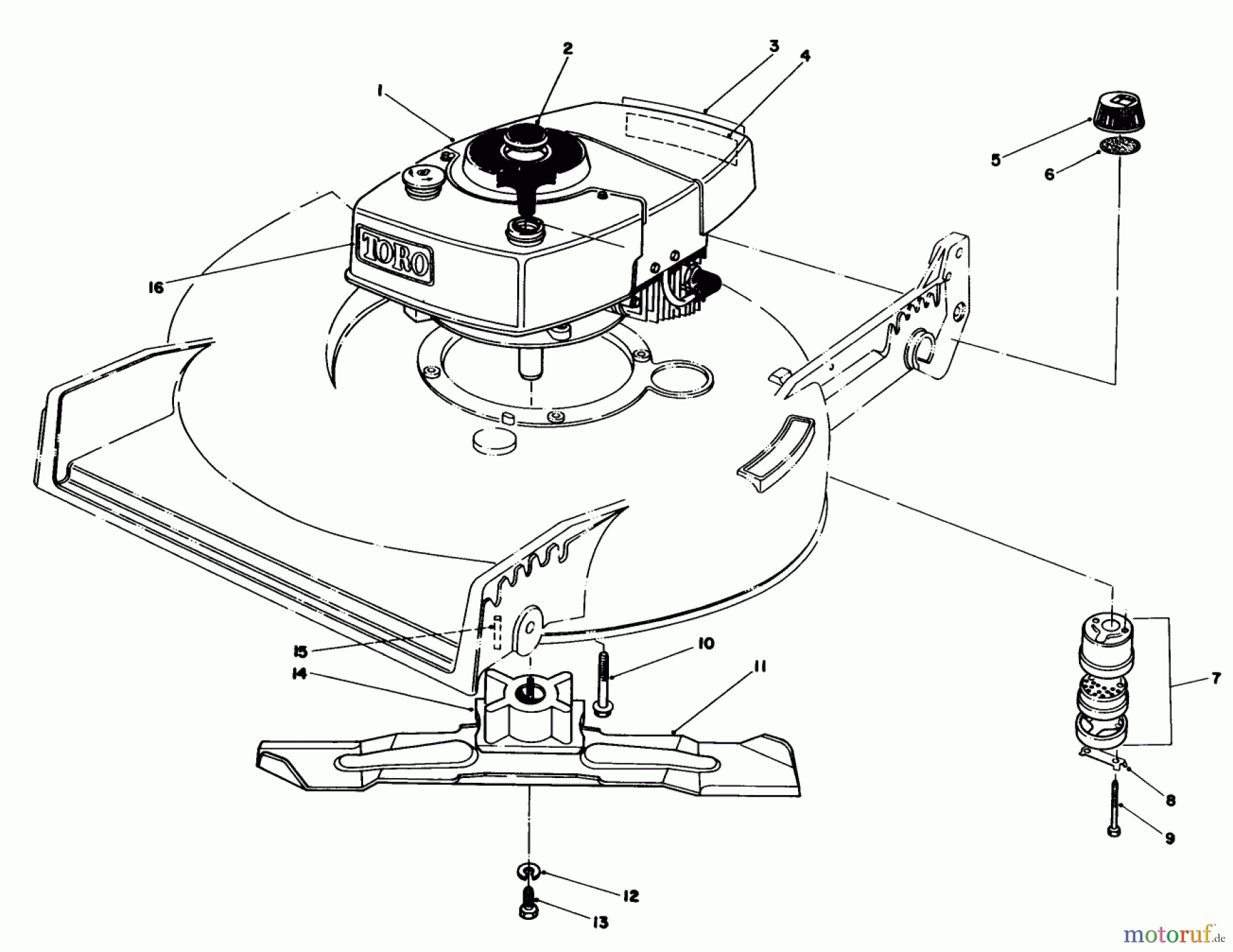 Toro Neu Mowers, Walk-Behind Seite 1 20610 - Toro Lawnmower, 1984 (4000001-4999999) ENGINE ASSEMBLY