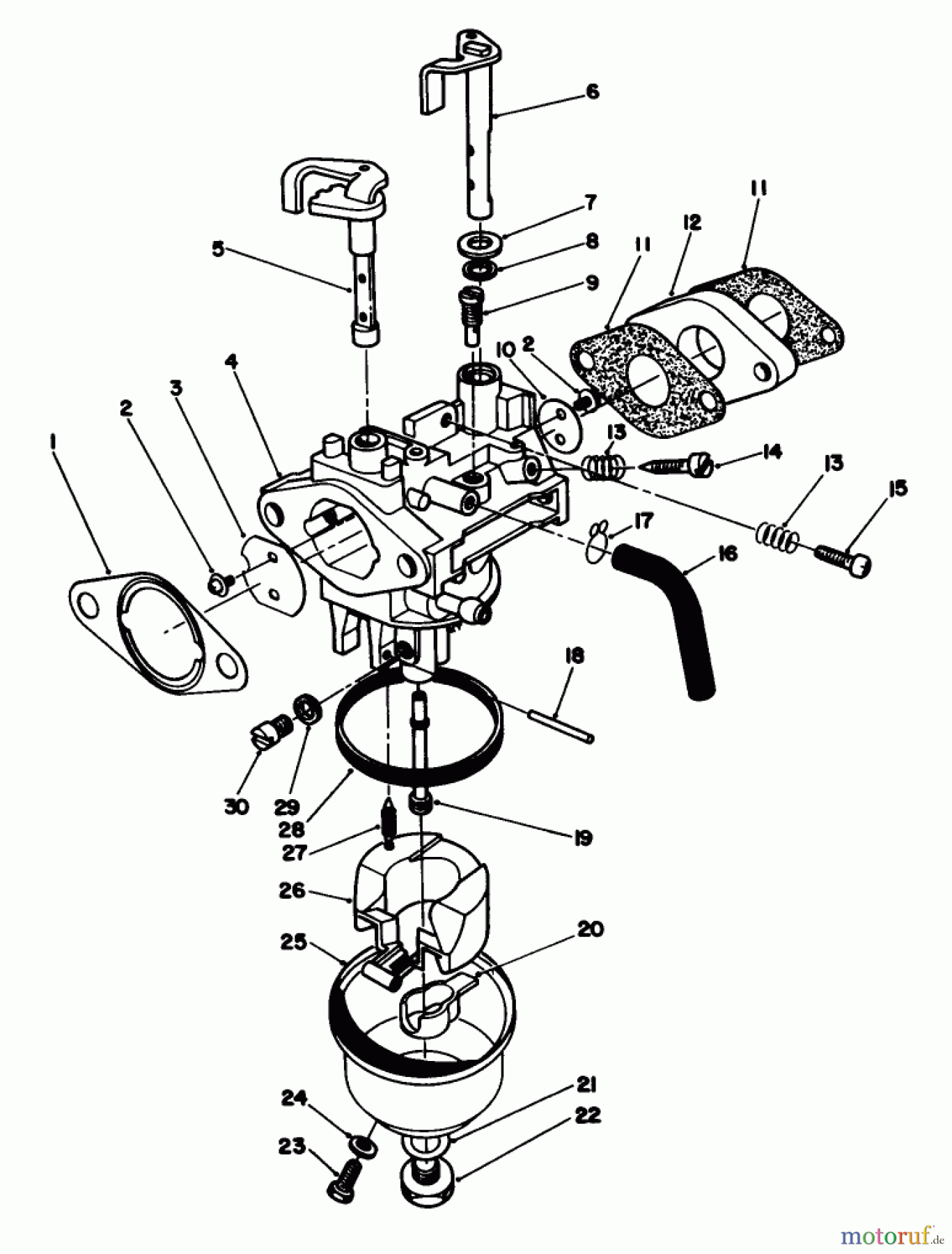 Toro Neu Mowers, Walk-Behind Seite 1 20620 - Toro Lawnmower, 1987 (7000001-7999999) CARBURETOR ASSEMBLY (MODEL NO. VMG6)