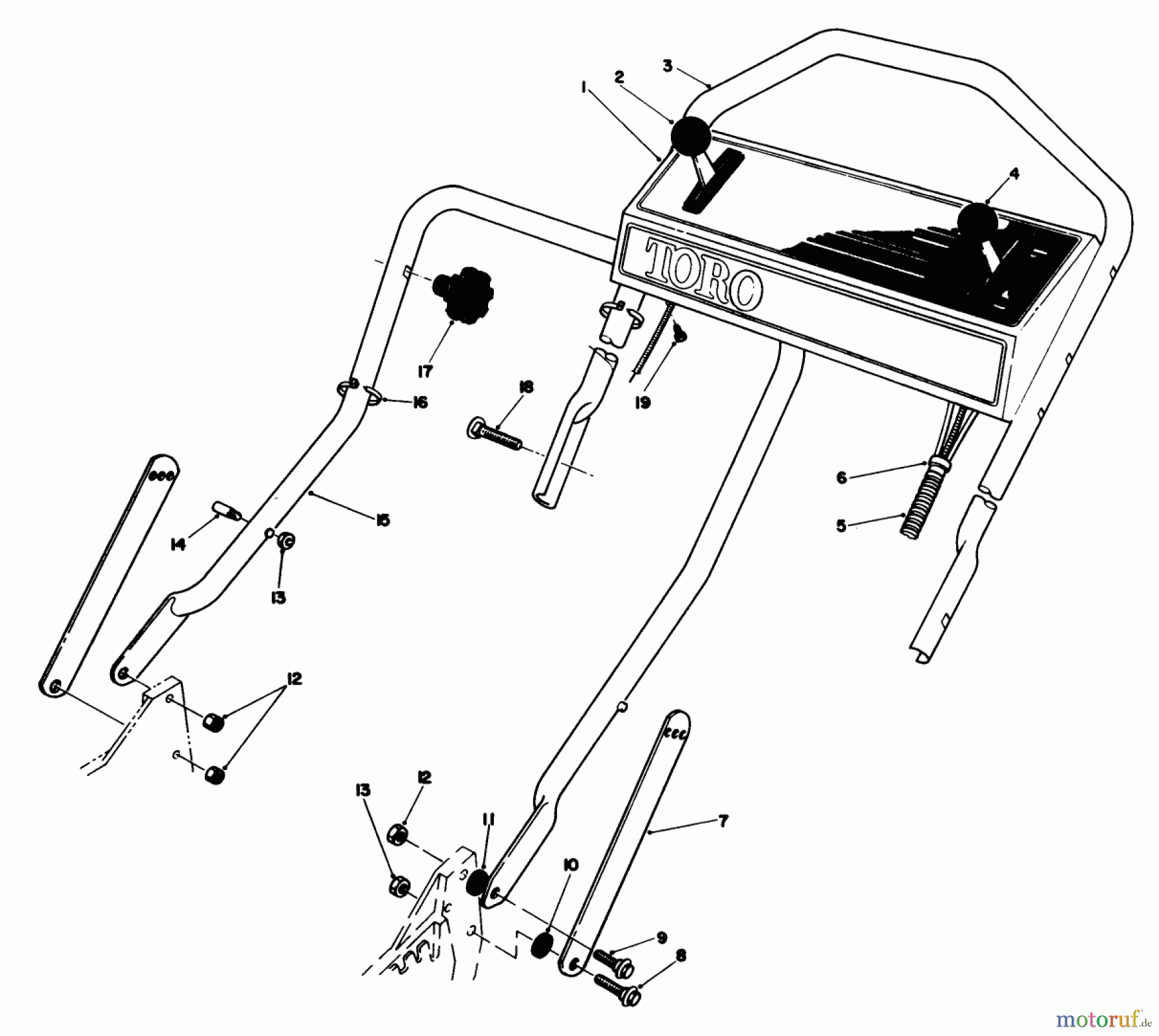 Toro Neu Mowers, Walk-Behind Seite 1 20620 - Toro Lawnmower, 1987 (7000001-7999999) HANDLE ASSEMBLY