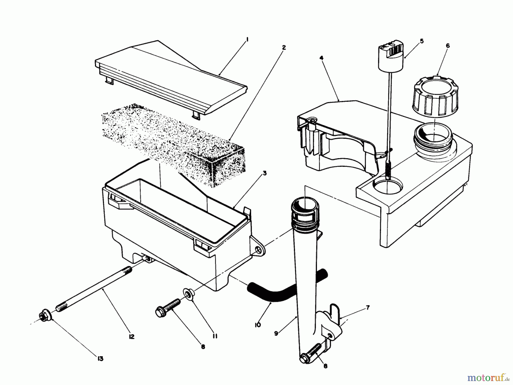 Toro Neu Mowers, Walk-Behind Seite 1 20620C - Toro Lawnmower, 1988 (8000001-8999999) AIR CLEANER & FUEL TANK ASSEMBLY (MODEL NO. VMH7)