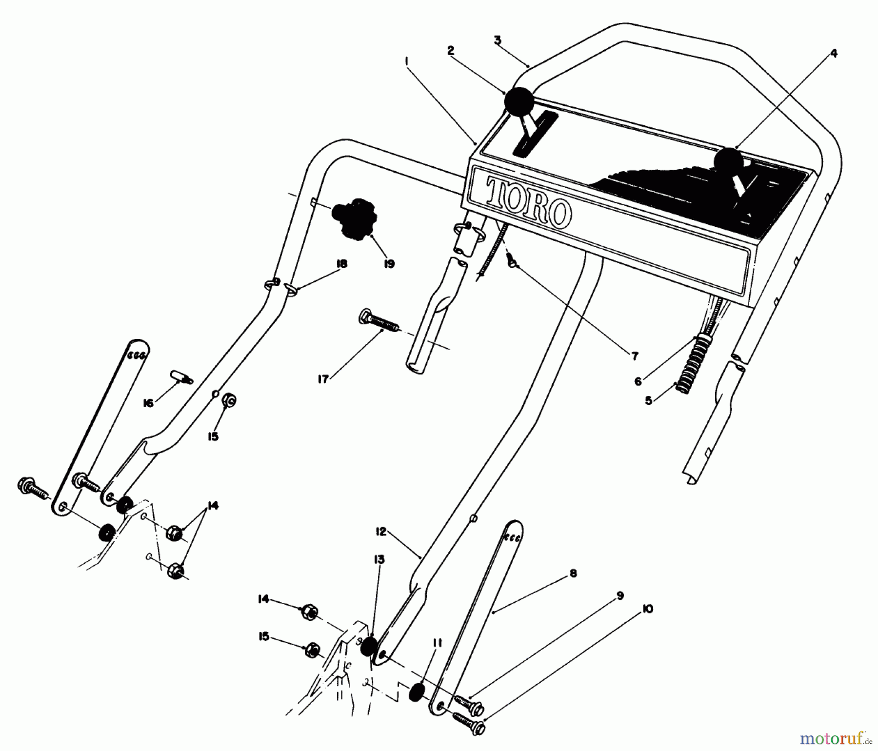 Toro Neu Mowers, Walk-Behind Seite 1 20622 - Toro Lawnmower, 1986 (6000001-6999999) HANDLE ASSEMBLY
