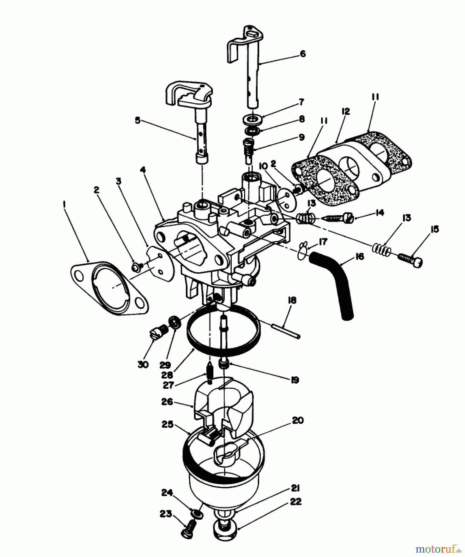 Toro Neu Mowers, Walk-Behind Seite 1 20622 - Toro Lawnmower, 1987 (7000001-7999999) CARBURETOR ASSEMBLY (MODEL NO. VMG6)