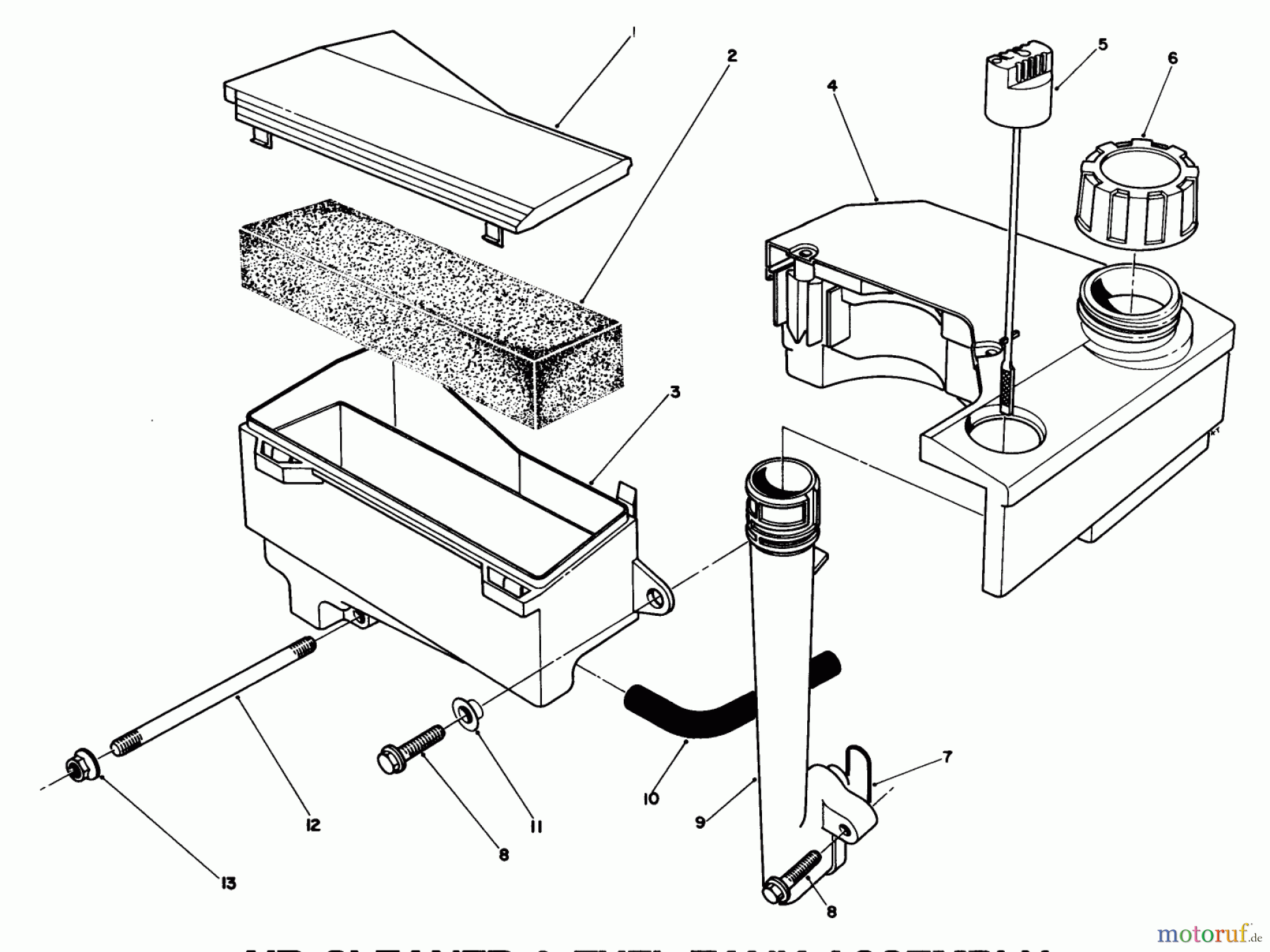 Toro Neu Mowers, Walk-Behind Seite 1 20622 - Toro Lawnmower, 1990 (0000001-0003101) AIR CLEANER & FUEL TANK ASSEMBLY (MODEL NO. VMJ8)