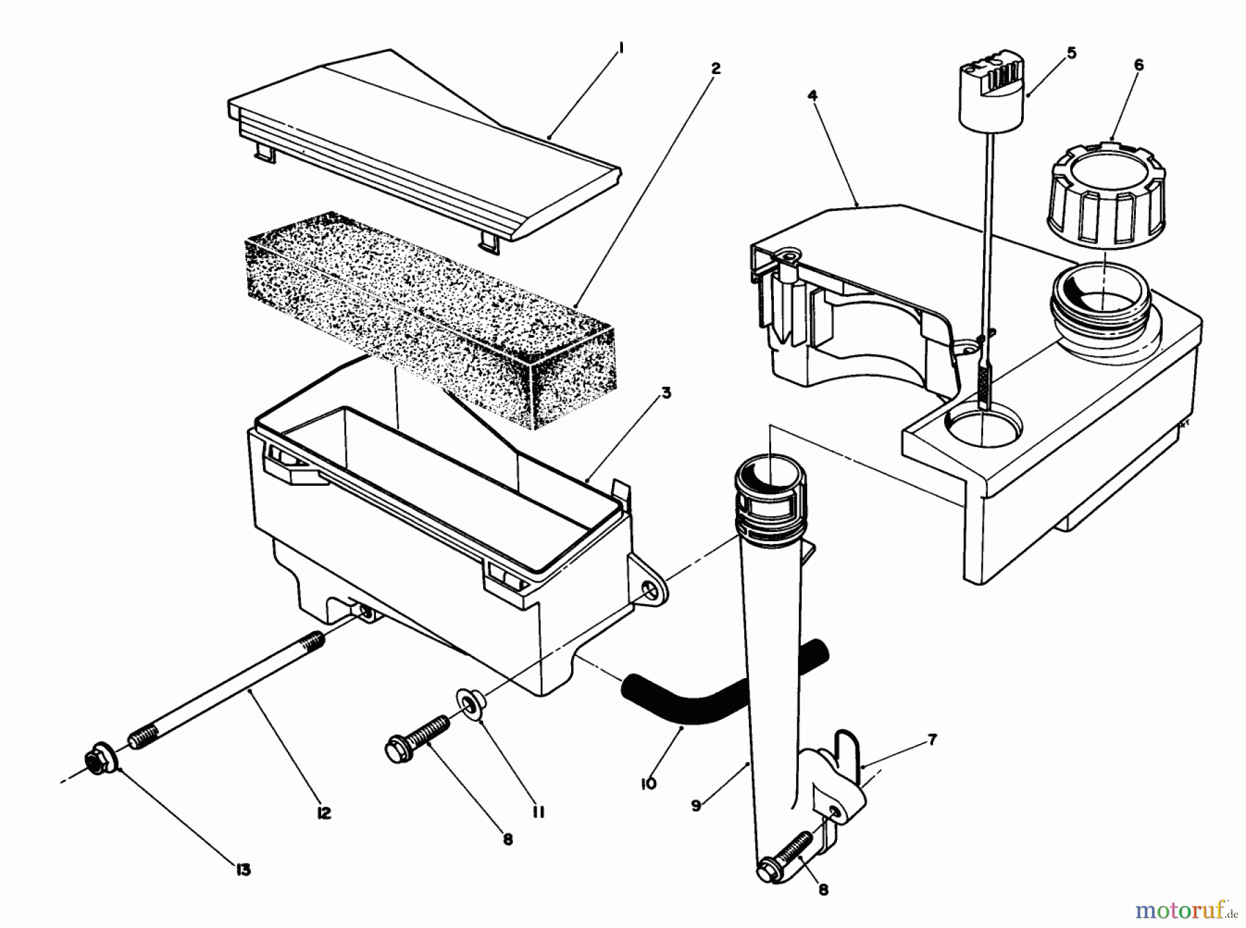 Toro Neu Mowers, Walk-Behind Seite 1 20622C - Toro Lawnmower, 1988 (8000001-8999999) AIR CLEANER & FUEL TANK ASSEMBLY (MODEL NO. VMH7)