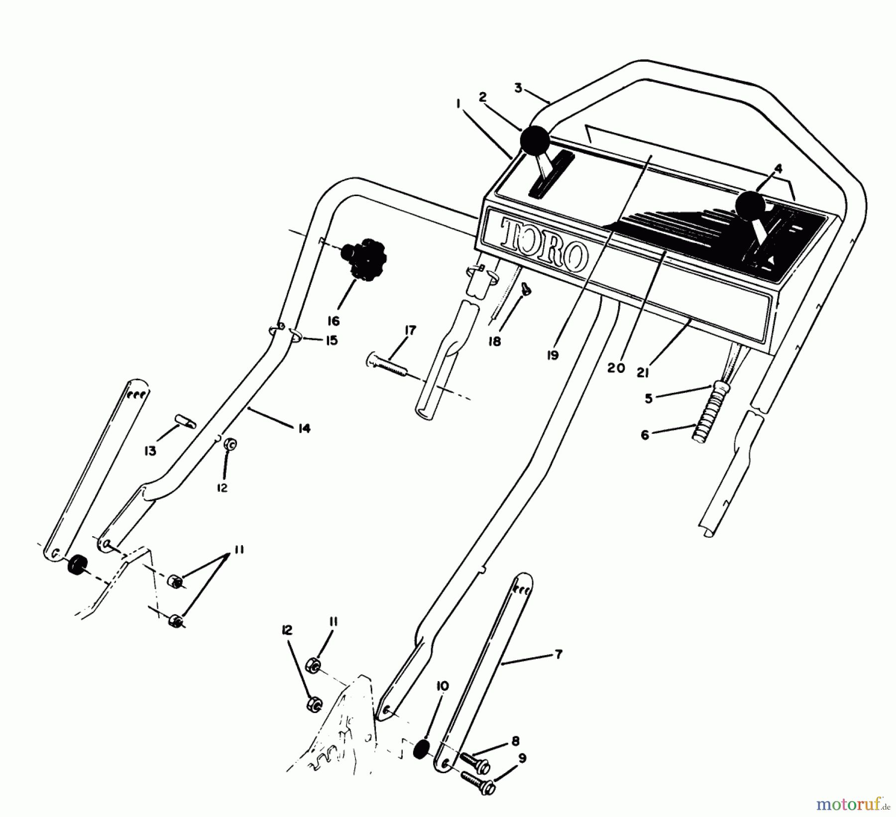 Toro Neu Mowers, Walk-Behind Seite 1 20622C - Toro Lawnmower, 1988 (8000001-8999999) HANDLE ASSEMBLY