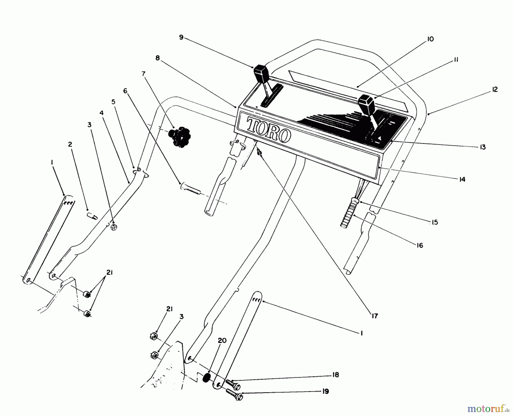 Toro Neu Mowers, Walk-Behind Seite 1 20622C - Toro Lawnmower, 1989 (9000001-9999999) HANDLE ASSEMBLY
