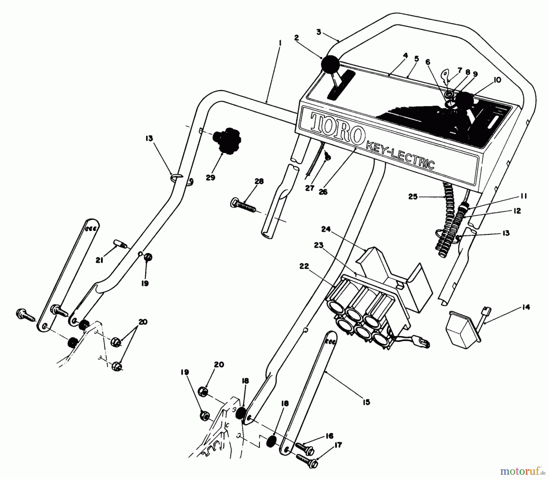 Toro Neu Mowers, Walk-Behind Seite 1 20624 - Toro Lawnmower, 1986 (6000001-6999999) HANDLE ASSEMBLY