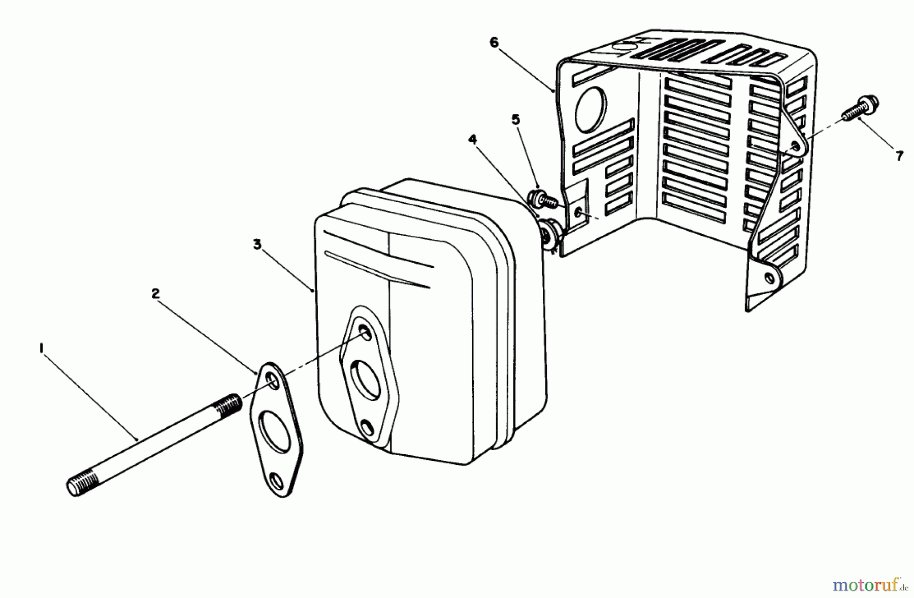 Toro Neu Mowers, Walk-Behind Seite 1 20624 - Toro Lawnmower, 1987 (7000001-7999999) MUFFLER ASSEMBLY (MODEL NO. VMF5 & VMG6)