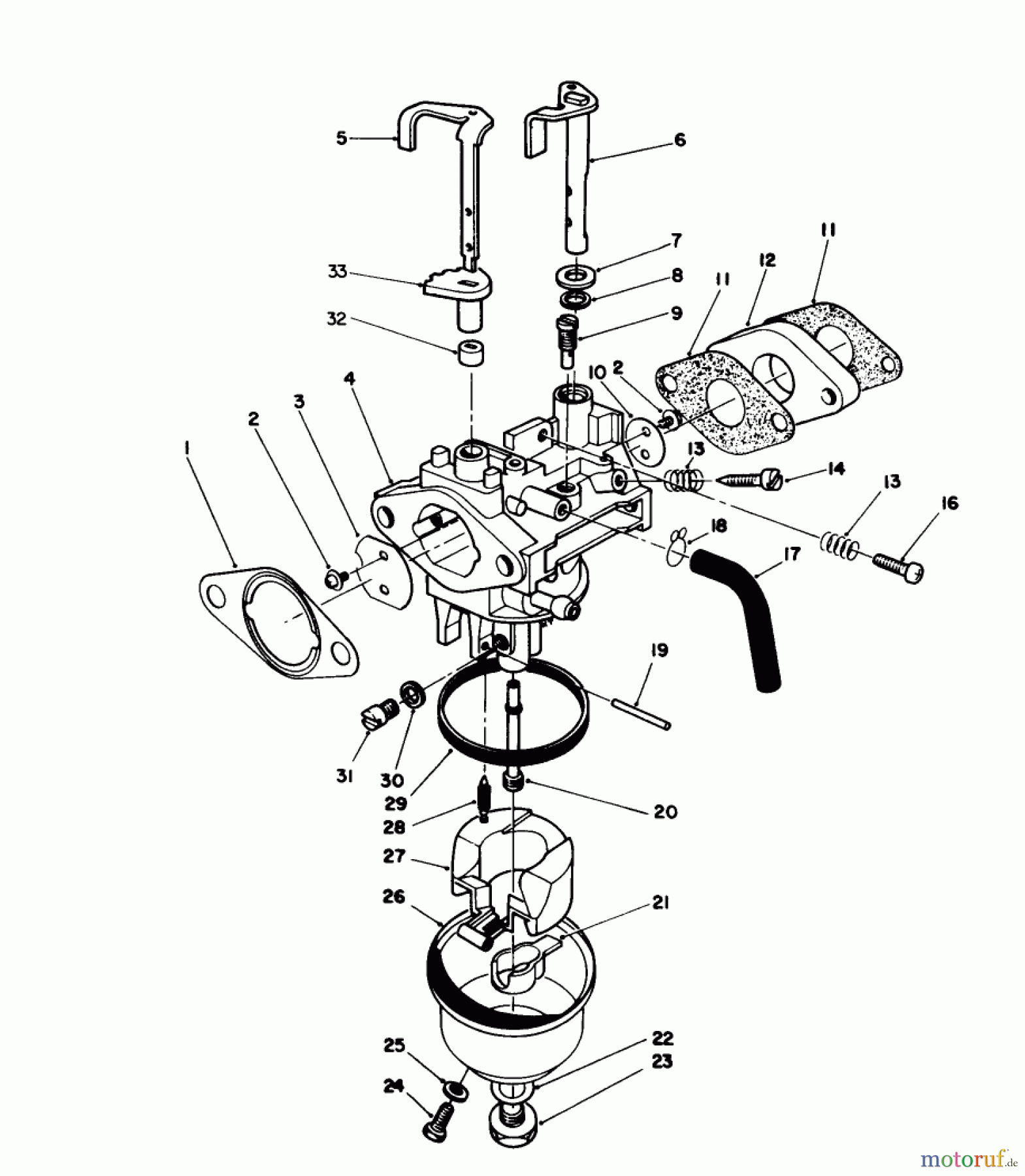 Toro Neu Mowers, Walk-Behind Seite 1 20624C - Toro Lawnmower, 1988 (8000001-8999999) CARBURETOR ASSEMBLY (MODEL NO. VMH7)