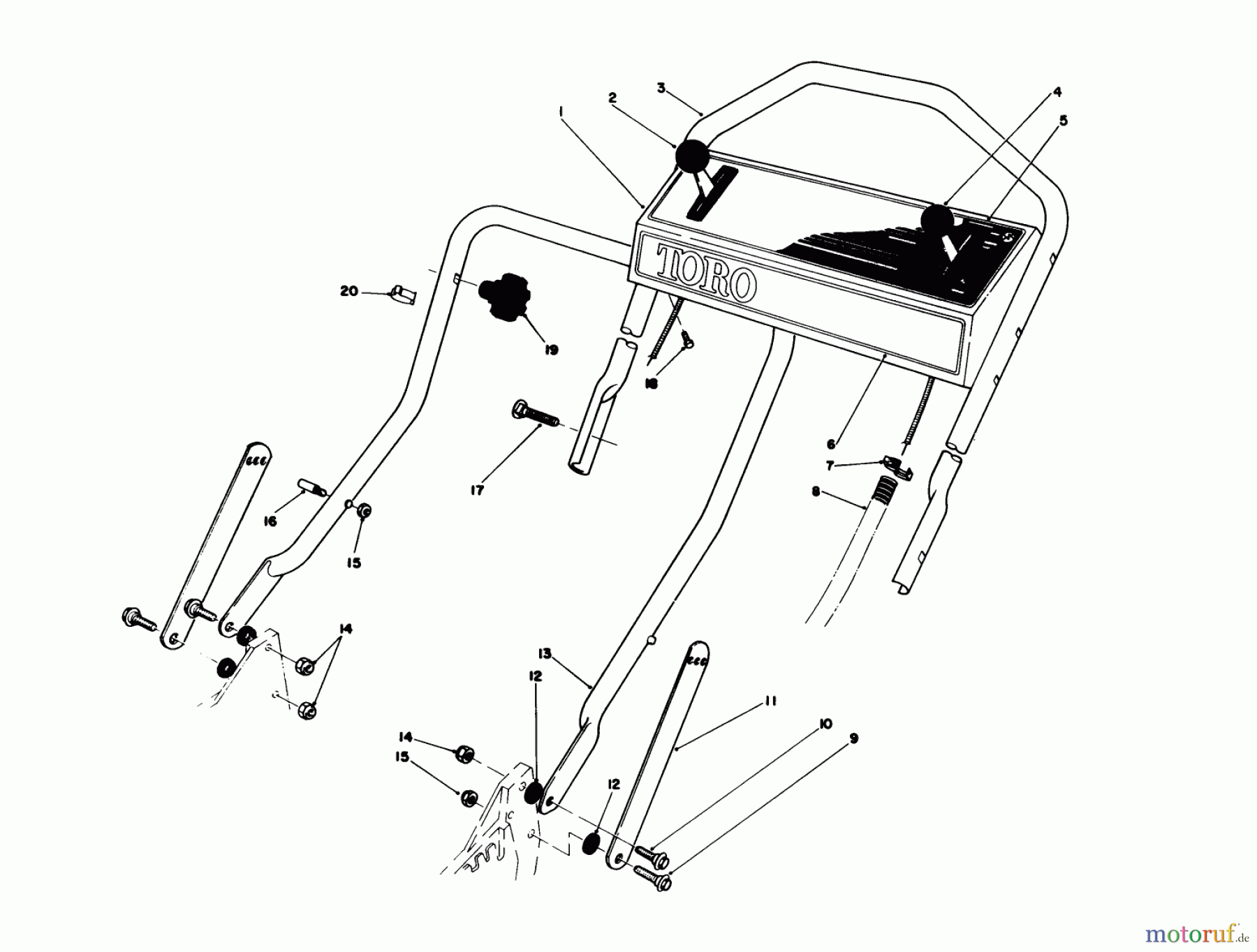 Toro Neu Mowers, Walk-Behind Seite 1 20626C - Toro Lawnmower, 1986 (6000001-6999999) HANDLE ASSEMBLY