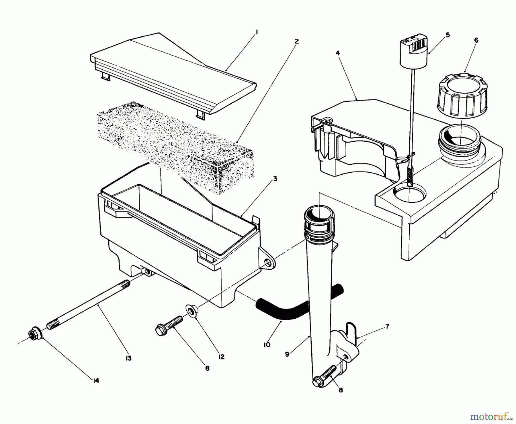 Toro Neu Mowers, Walk-Behind Seite 1 20627C - Toro Lawnmower, 1988 (8000001-8999999) AIR CLEANER & FUEL TANK ASSEMBLY