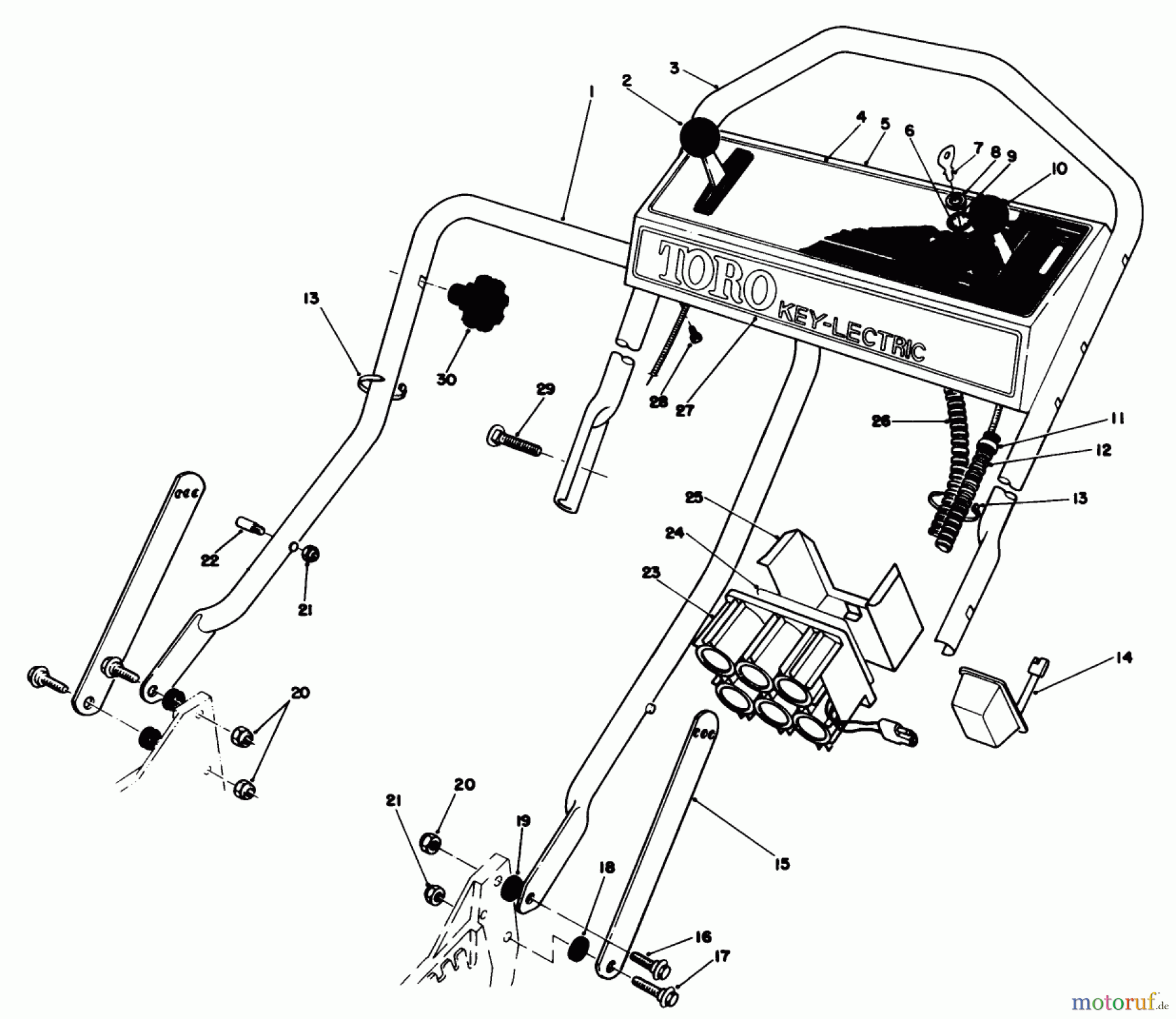 Toro Neu Mowers, Walk-Behind Seite 1 20628C - Toro Lawnmower, 1986 (6000001-6999999) HANDLE ASSEMBLY
