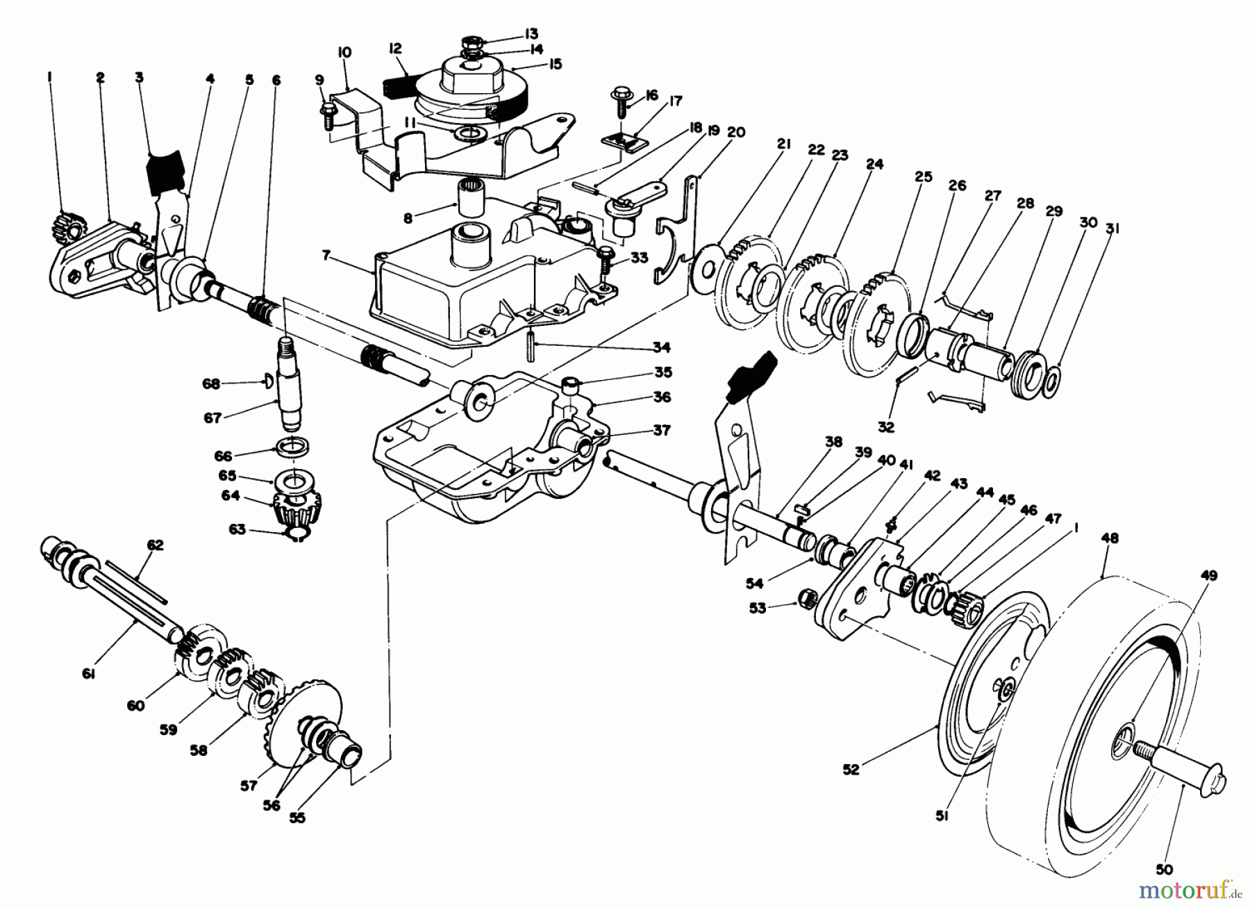 Toro Neu Mowers, Walk-Behind Seite 1 20629C - Toro Lawnmower, 1986 (6000001-6999999) GEAR CASE ASSEMBLY