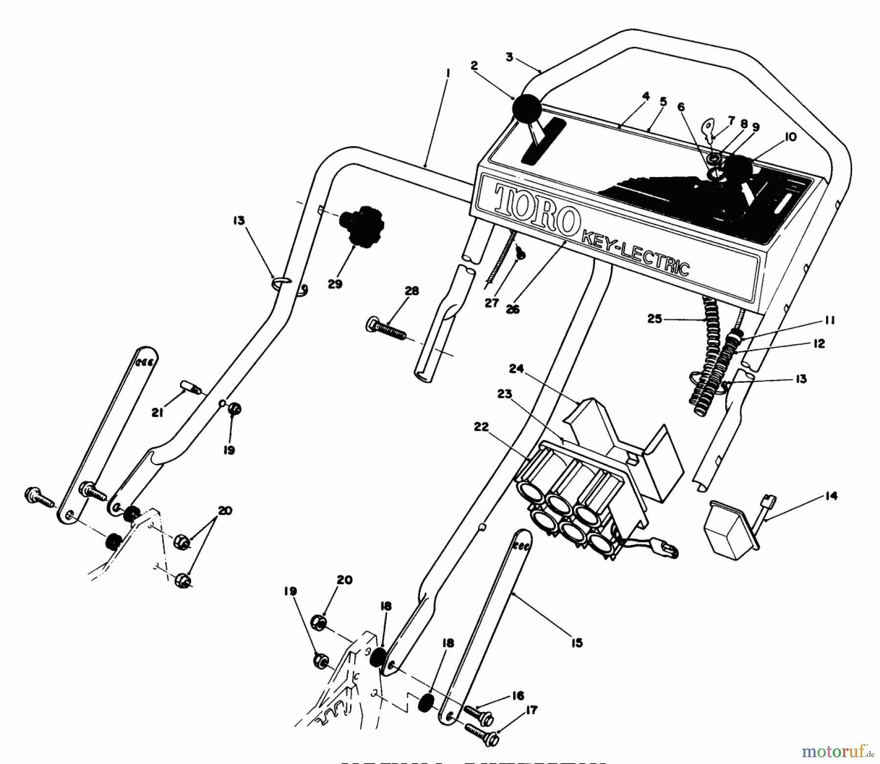 Toro Neu Mowers, Walk-Behind Seite 1 20629C - Toro Lawnmower, 1986 (6000001-6999999) HANDLE ASSEMBLY