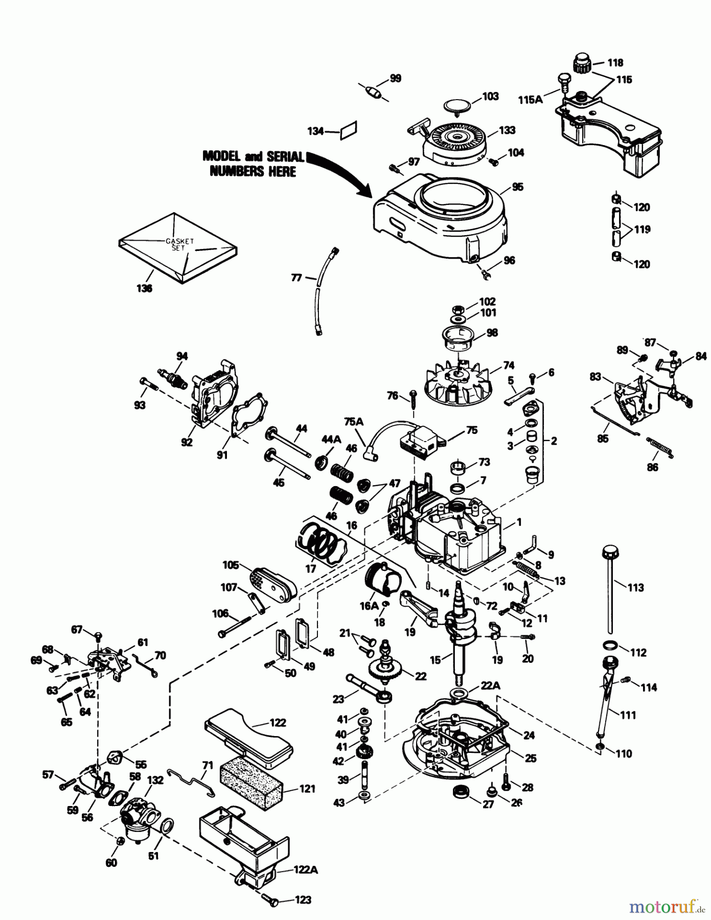 Toro Neu Mowers, Walk-Behind Seite 1 20631 - Toro Lawnmower, 1988 (8000001-8999999) ENGINE TECUMSEH MODEL NO. TVS105-53108F