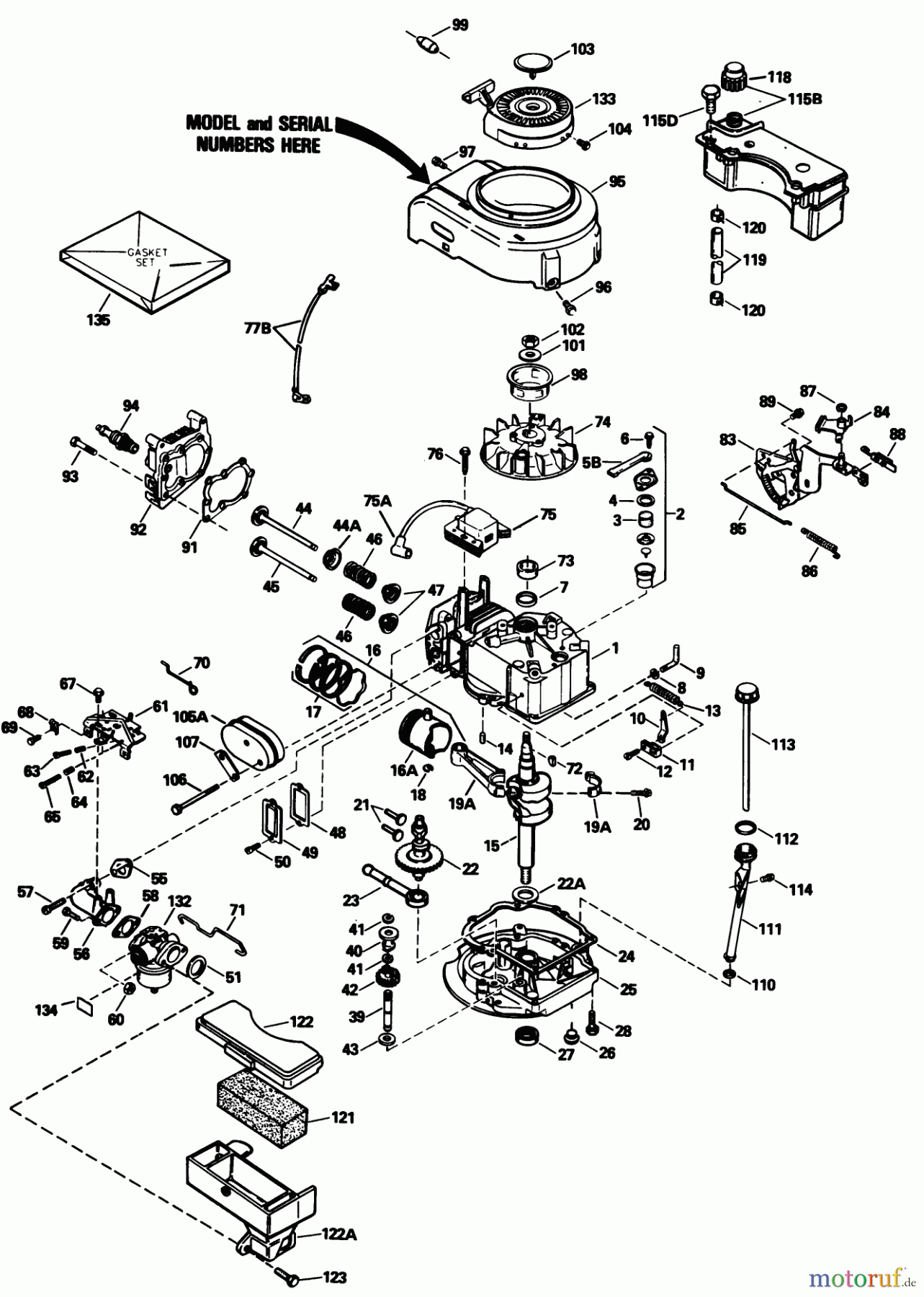 Toro Neu Mowers, Walk-Behind Seite 1 20631 - Toro Lawnmower, 1989 (9000001-9999999) ENGINE MODEL NO. TVS105-53112F