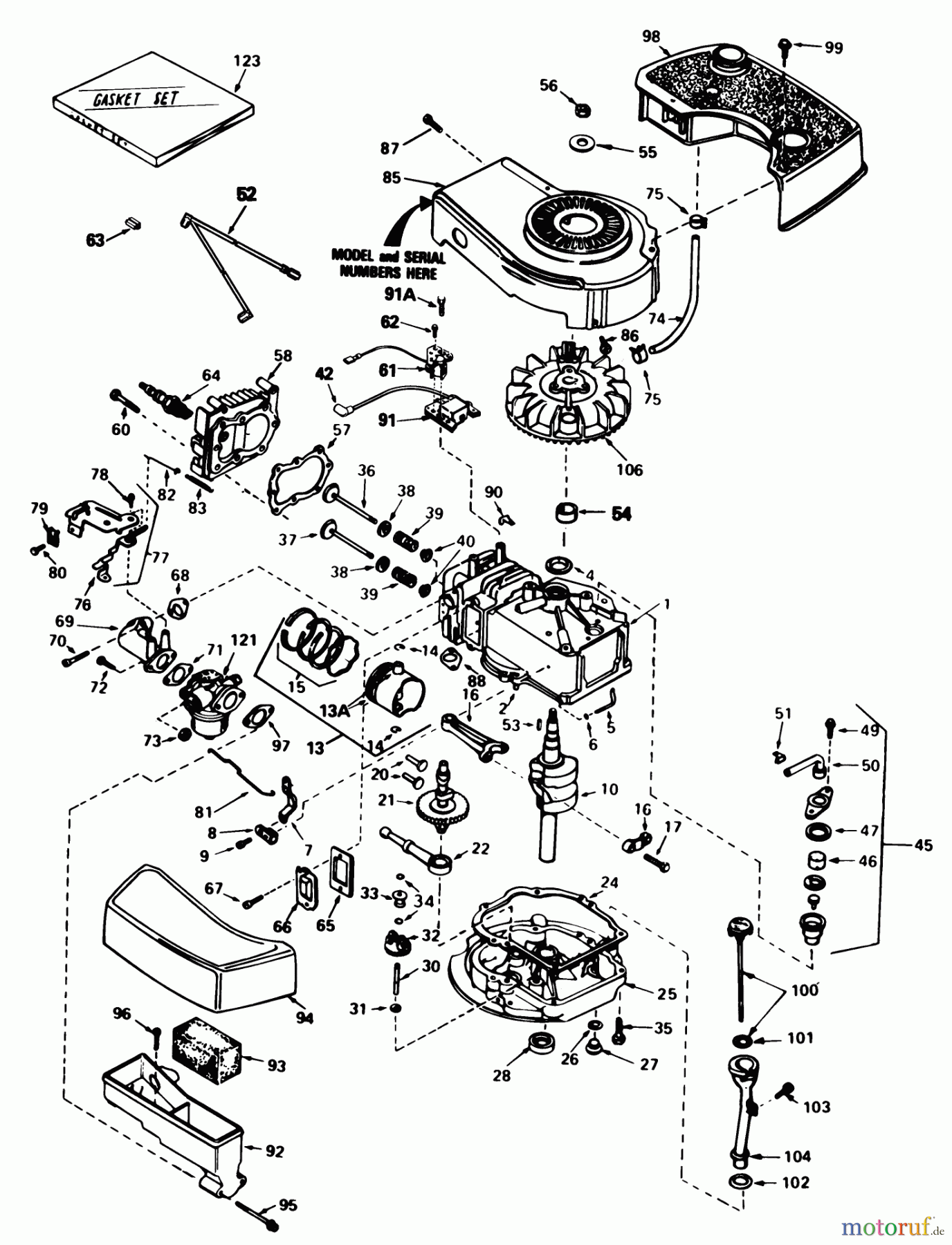Toro Neu Mowers, Walk-Behind Seite 1 20671 - Toro Lawnmower, 1983 (3000001-3999999) ENGINE TECUMSEH MODEL NO. TNT 100-10084E