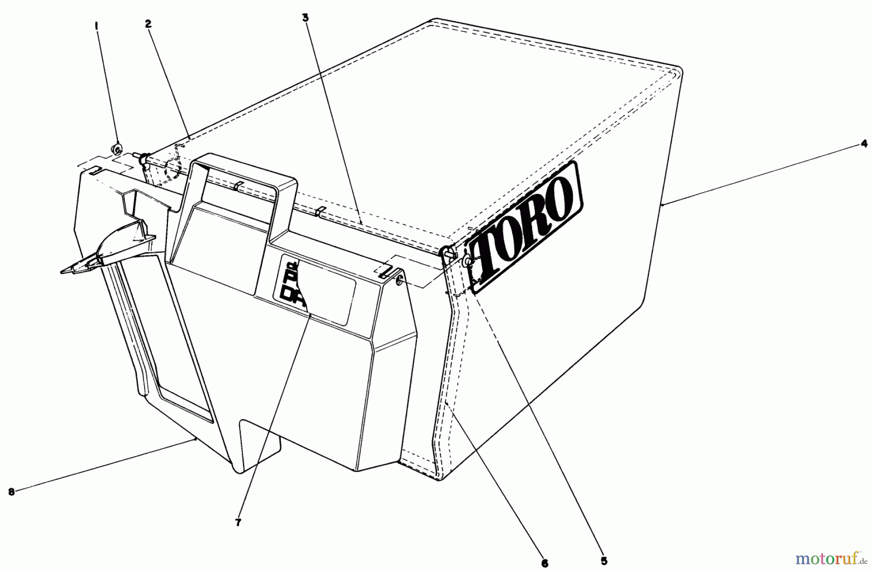 Toro Neu Mowers, Walk-Behind Seite 1 20671 - Toro Lawnmower, 1989 (9000001-9999999) GRASS BAG ASSEMBLY NO. 43-0018